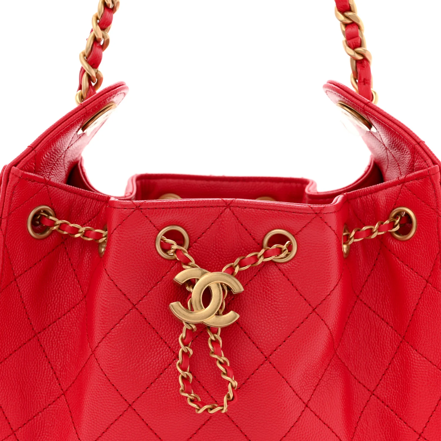 Caviar Quilted Mini Chanel 25 Handbag Red - Top Club