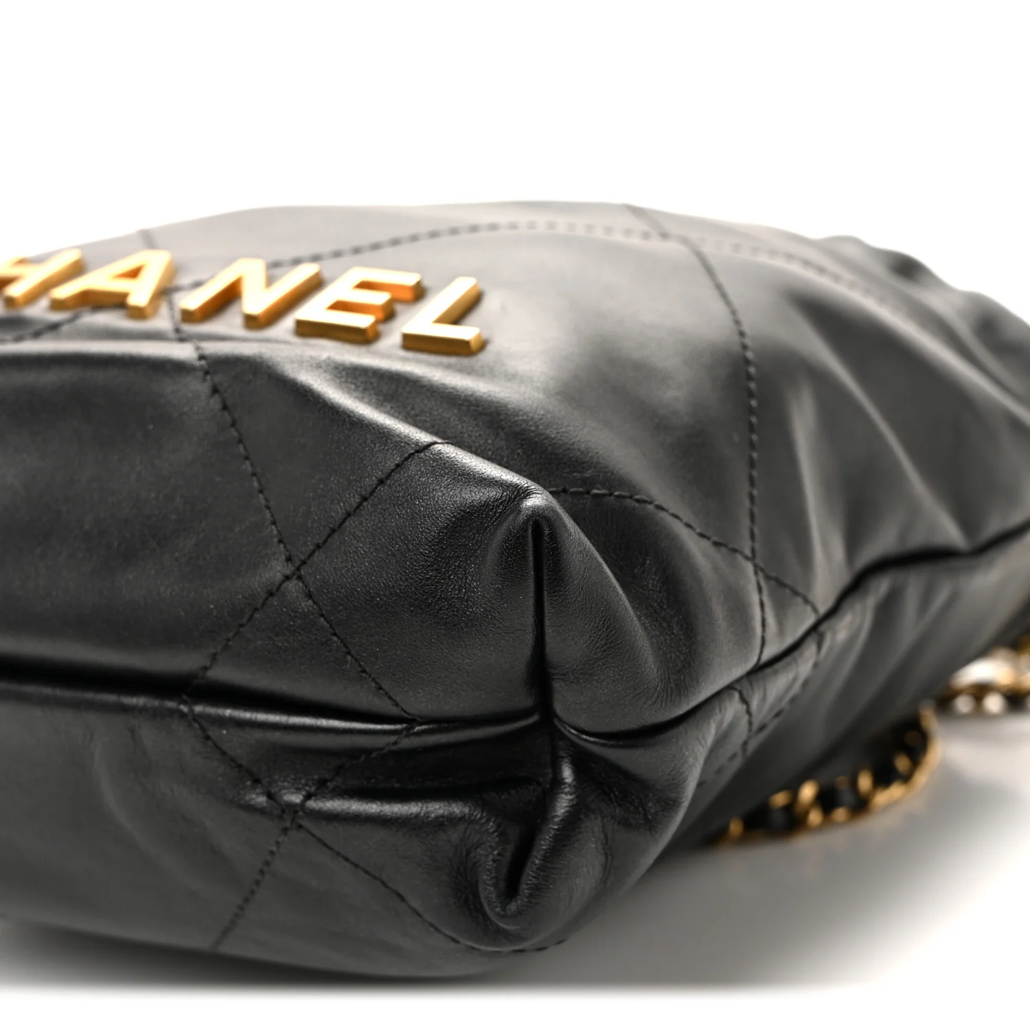 Shiny Calfskin Quilted Mini Chanel 22 Black - Top Club