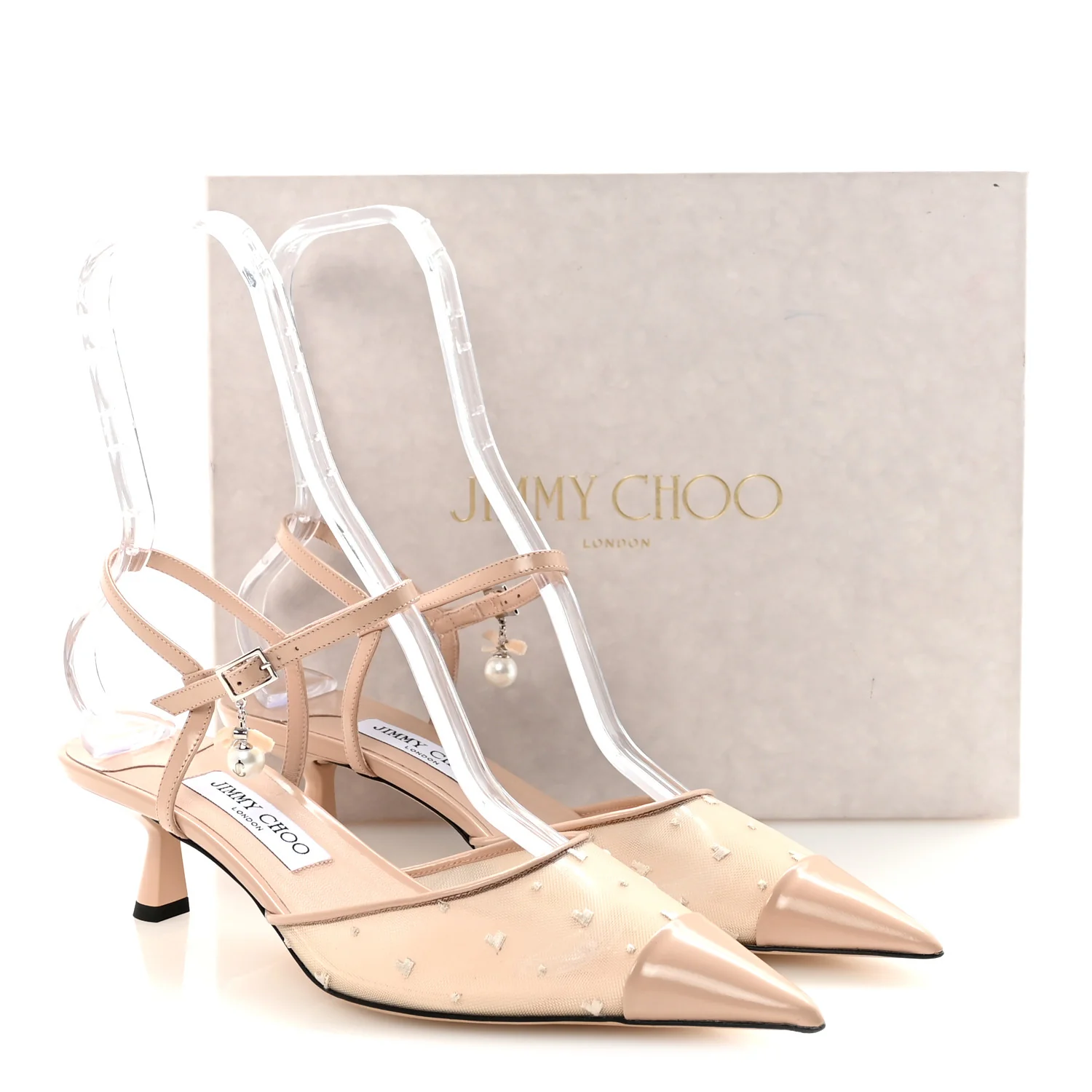 Calfskin Mesh Embroidered Aren 45 Slingback Pumps 40 Macaron - Top Club