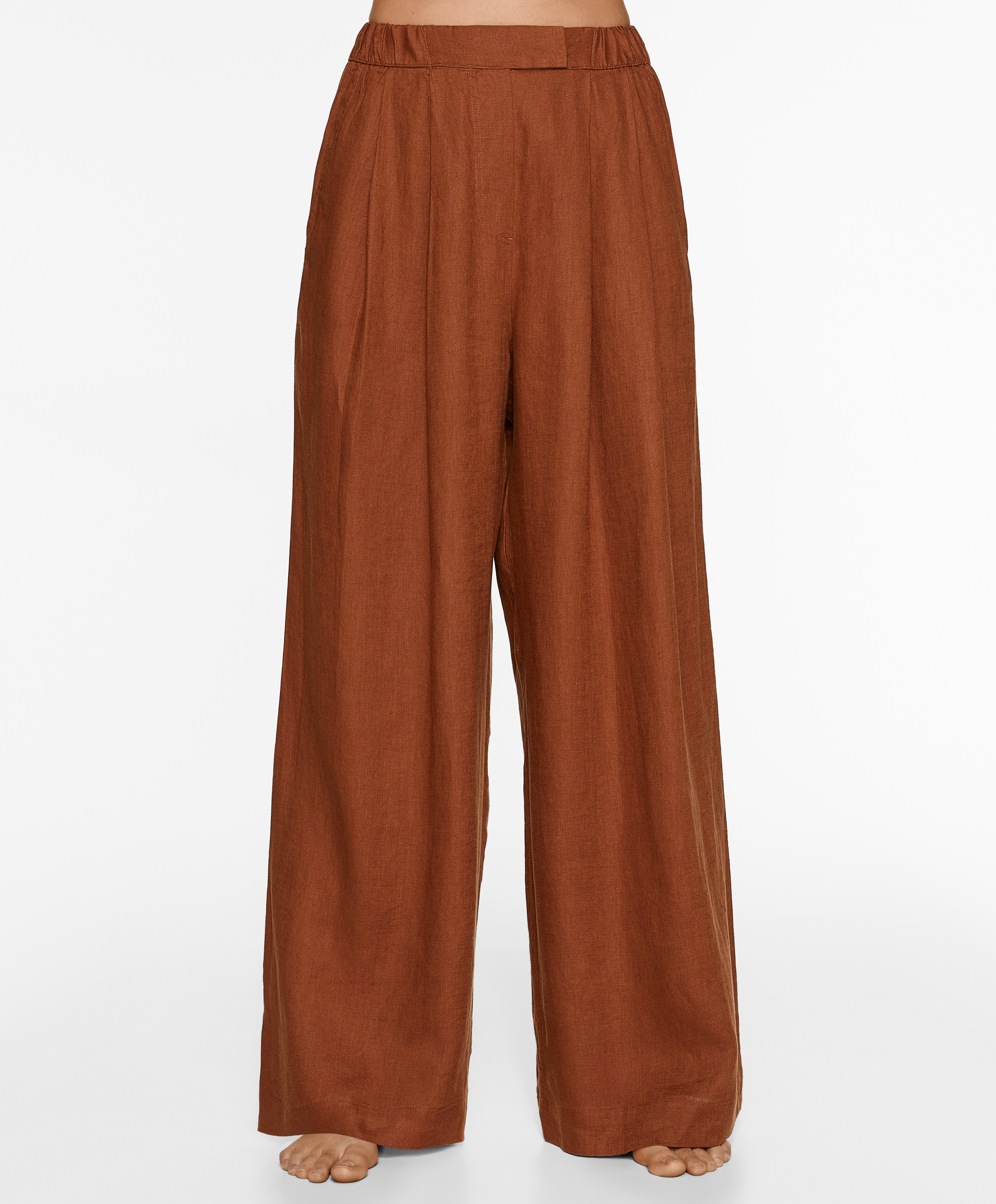 OYSHO Tailored-fit 100% linen trousers