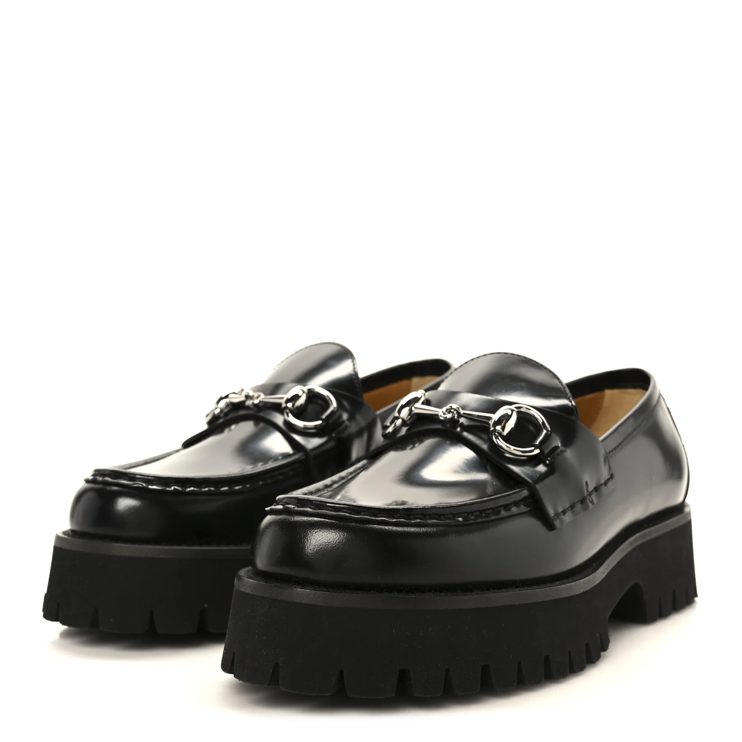 Cordovan Lux Womens Horsebit 45mm Platform Loafers 36 Black - Top Club