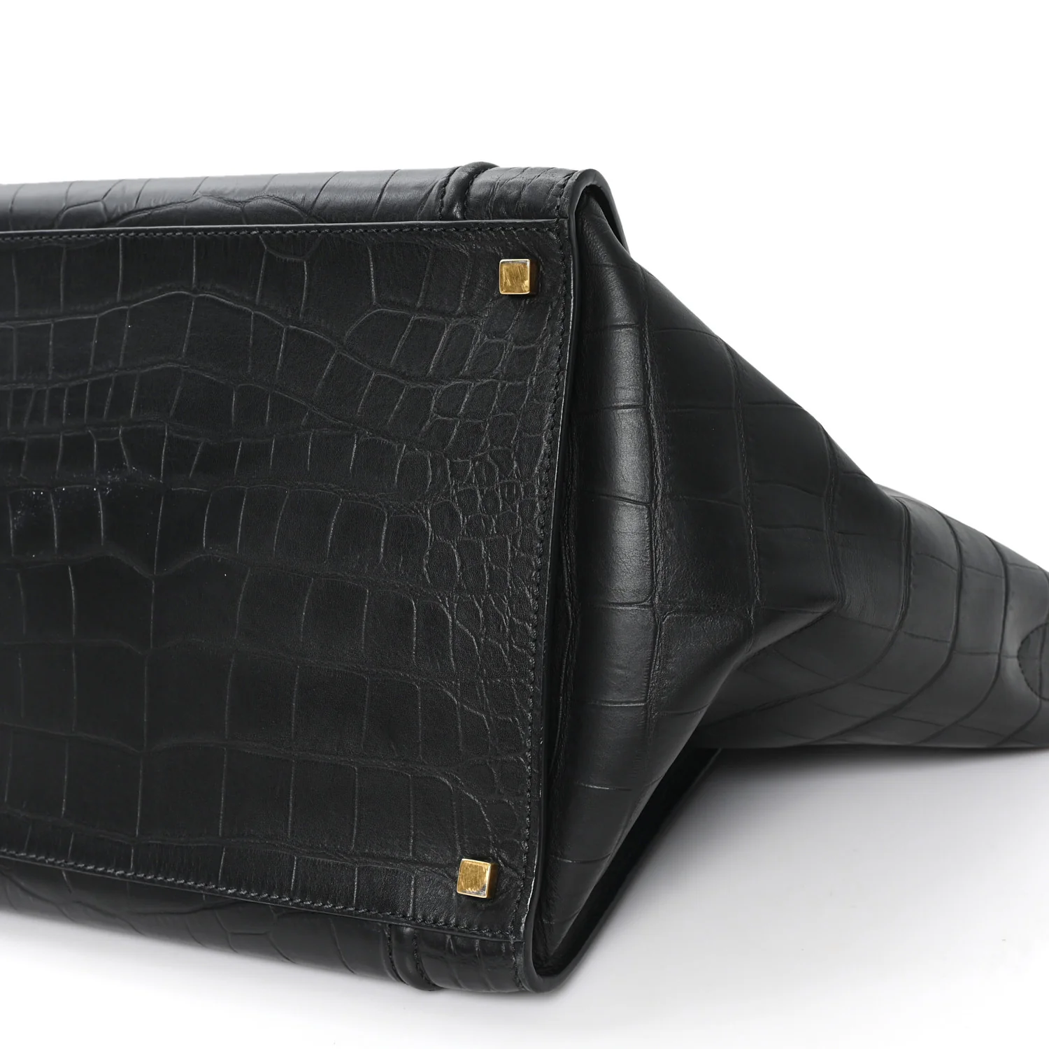Crocodile Embossed Calfskin Medium Phantom Luggage Black - Top Club