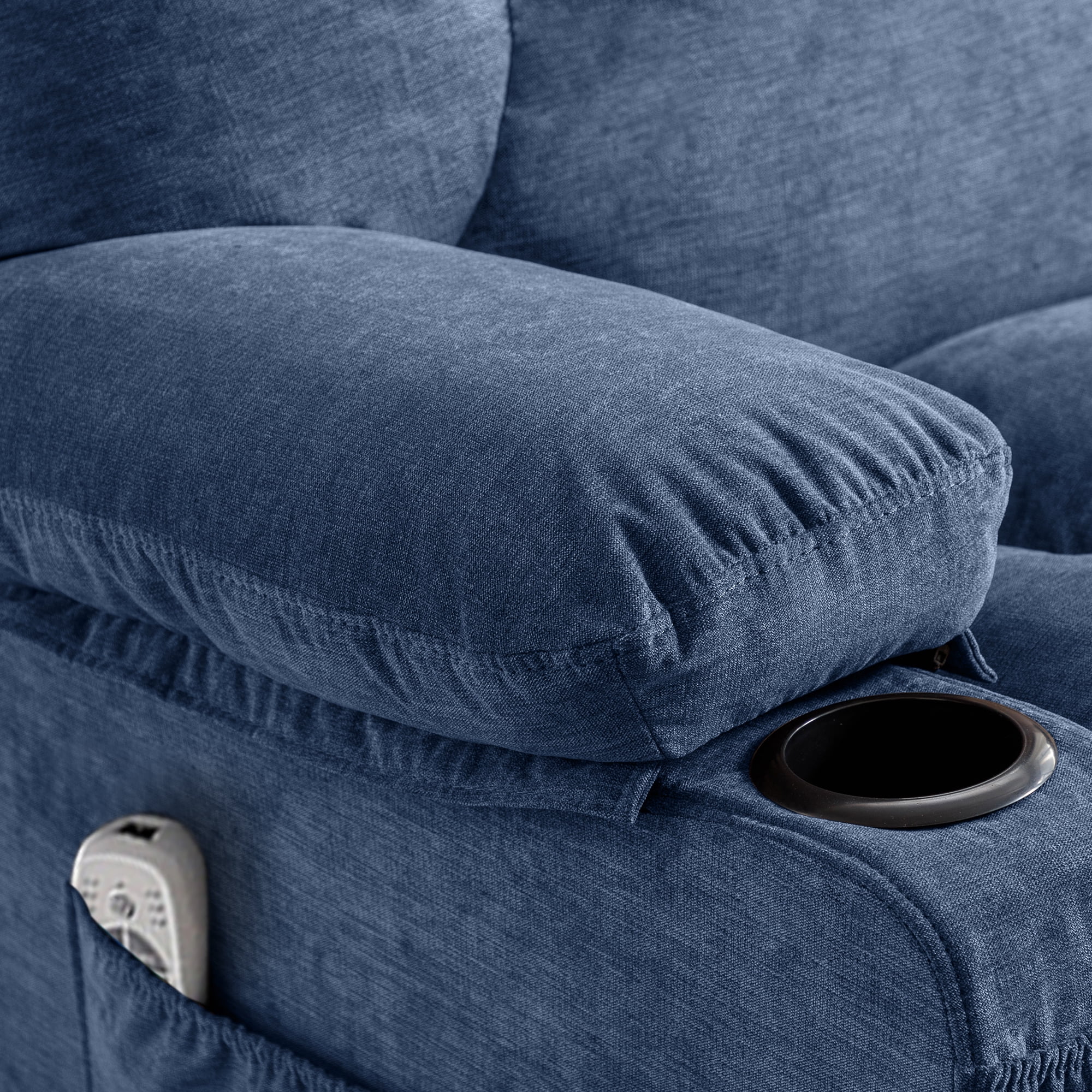 JONPONY Manual Recliner Chair with Heat Therapy and Massage Function, Heavy Duty Reclining Mechanism Massage Chair, Elderly Single Rocker Sofa with Cup Holders for Bedroom Home Theater, Grey
