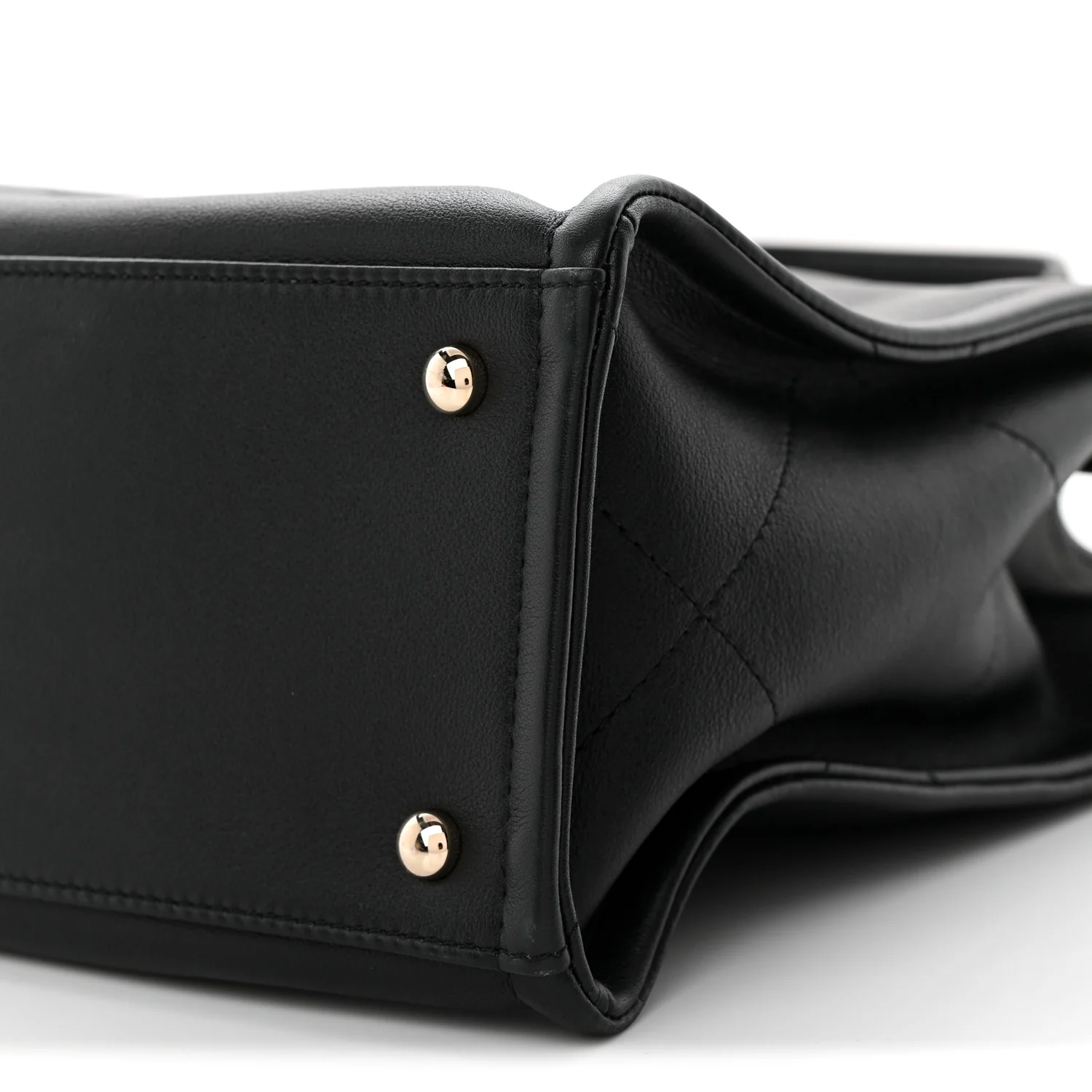 Calfskin CC Zipped Shopping Tote Black - Top Club