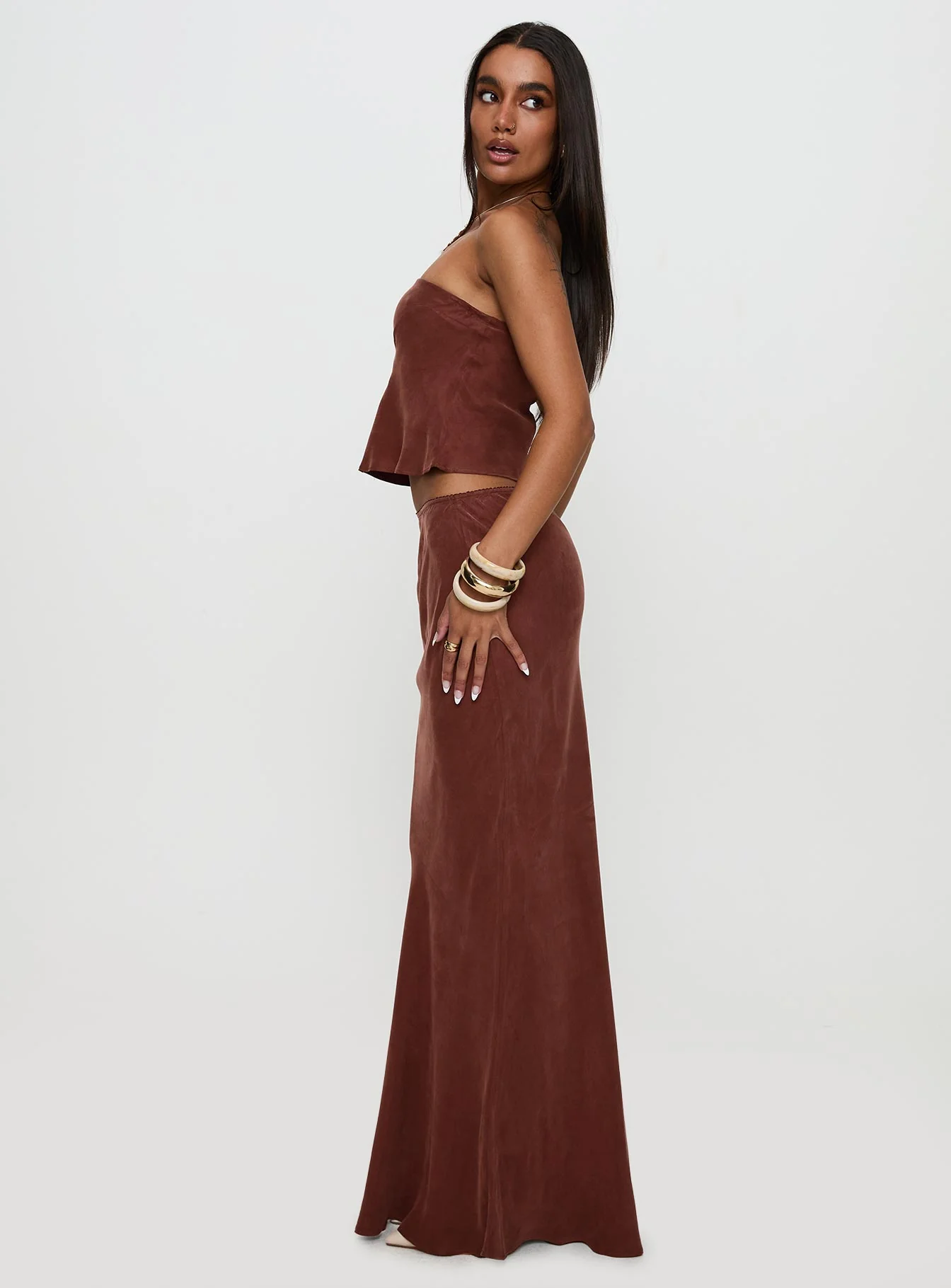 Lucelia Maxi Skirt Brown