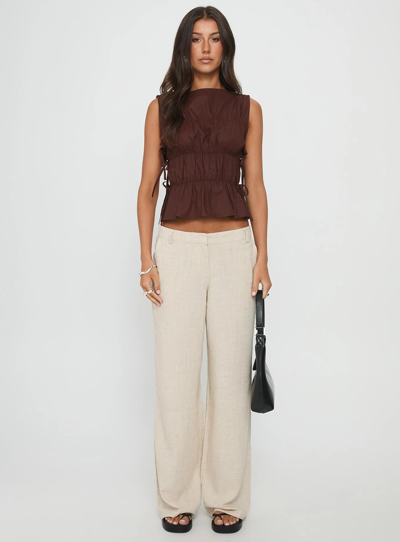 Endless Summers Tie Side Top Chocolate