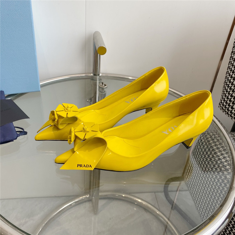 prada flower pointed toe small cone heel shoes - Sneaker Replica Workshop