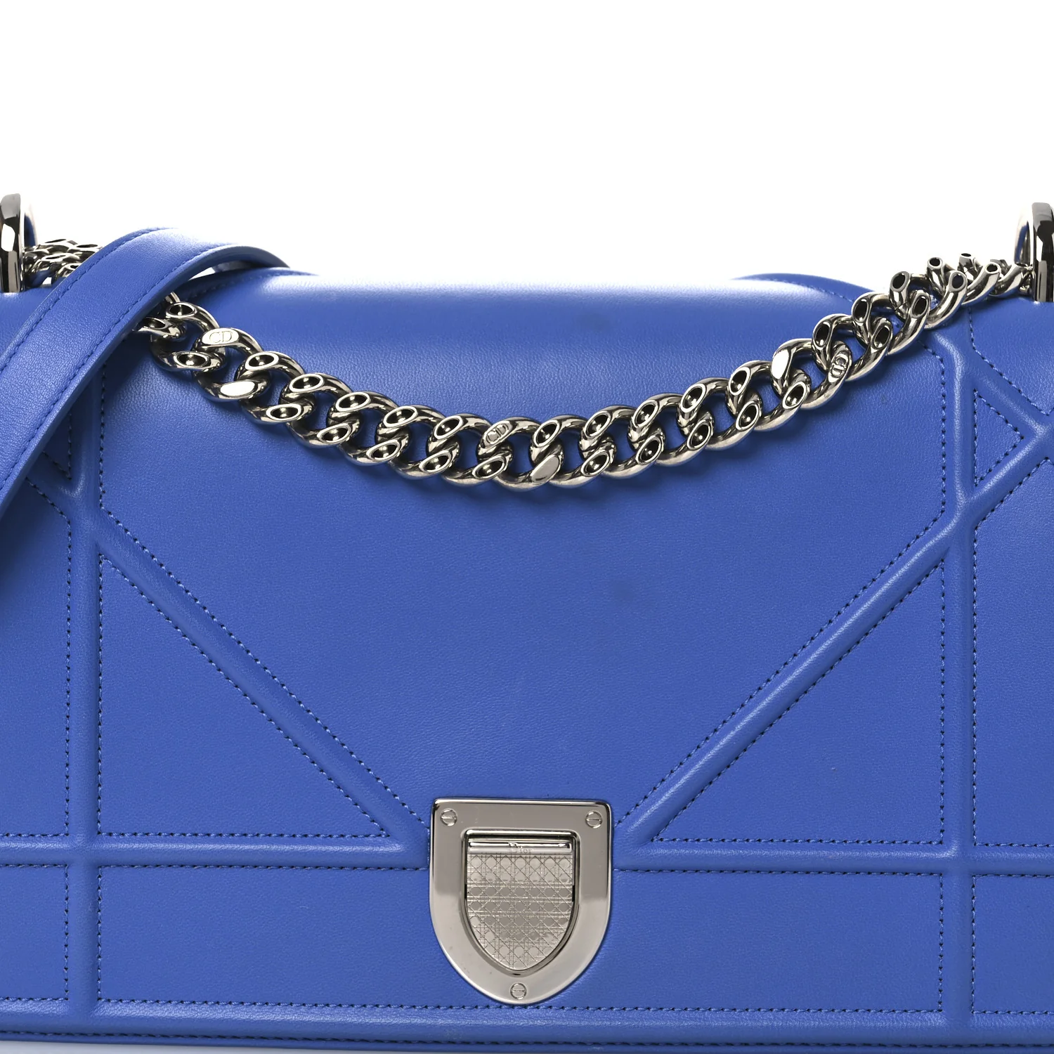 Smooth Calfskin Medium Diorama Flap Bag Blue - Top Club