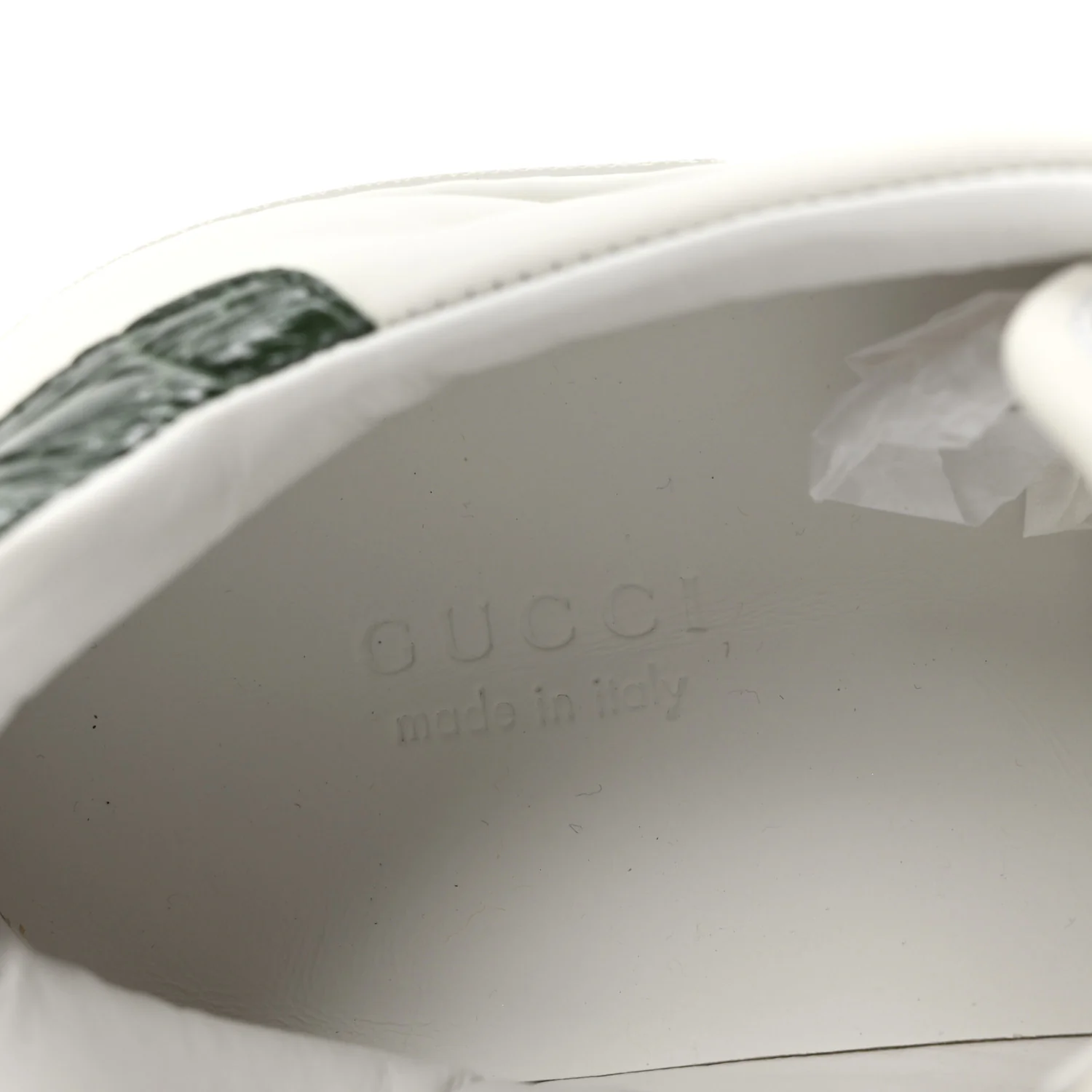 Calfskin Crocodile Web Womens Ace Sneakers 39.5 White Green - Top Club