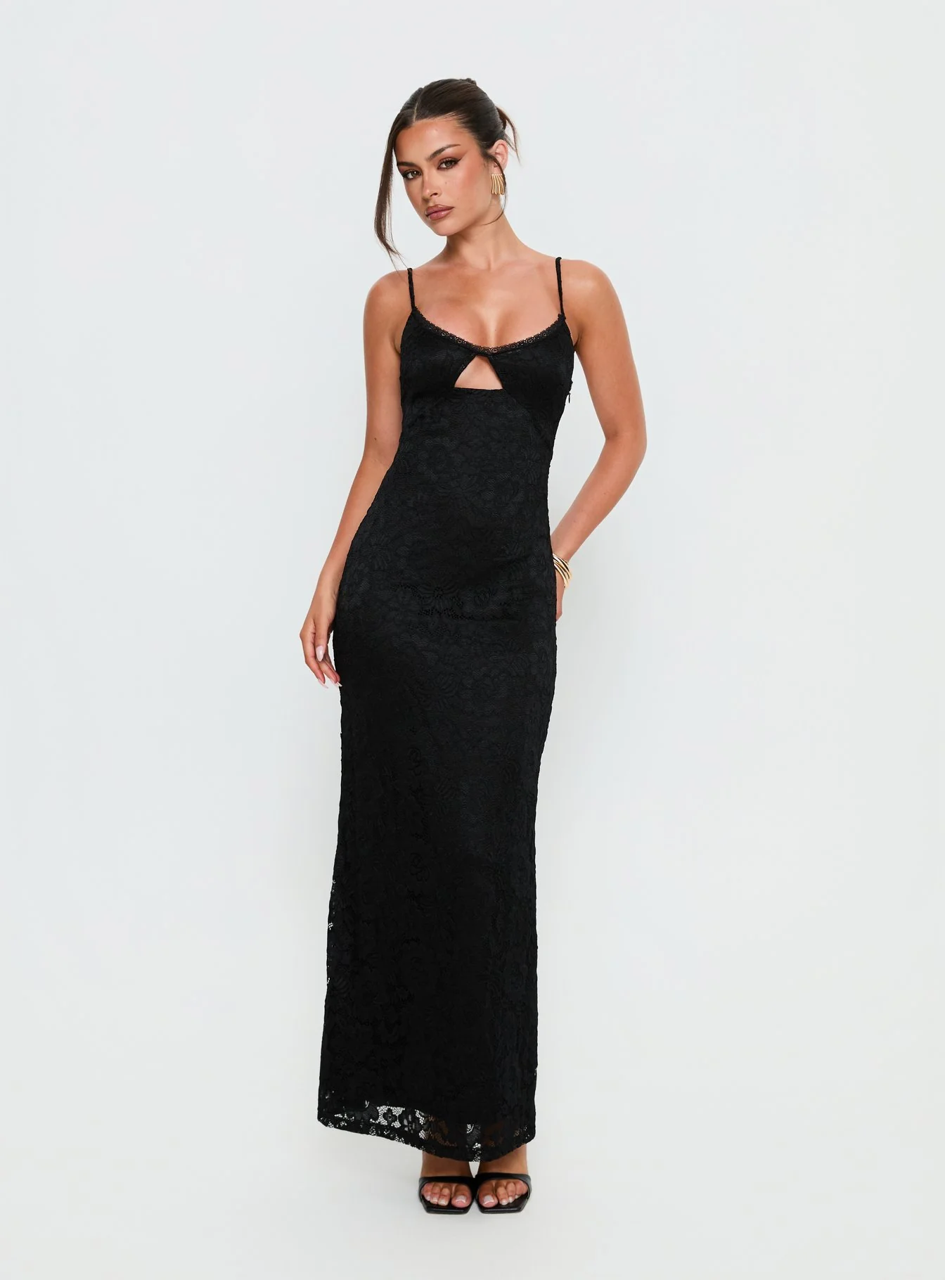 Alannis Lace Maxi Dress Black