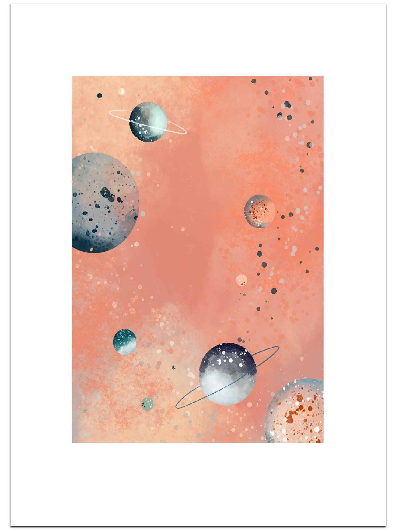 Poster Planets Pink 30 x 40 cm