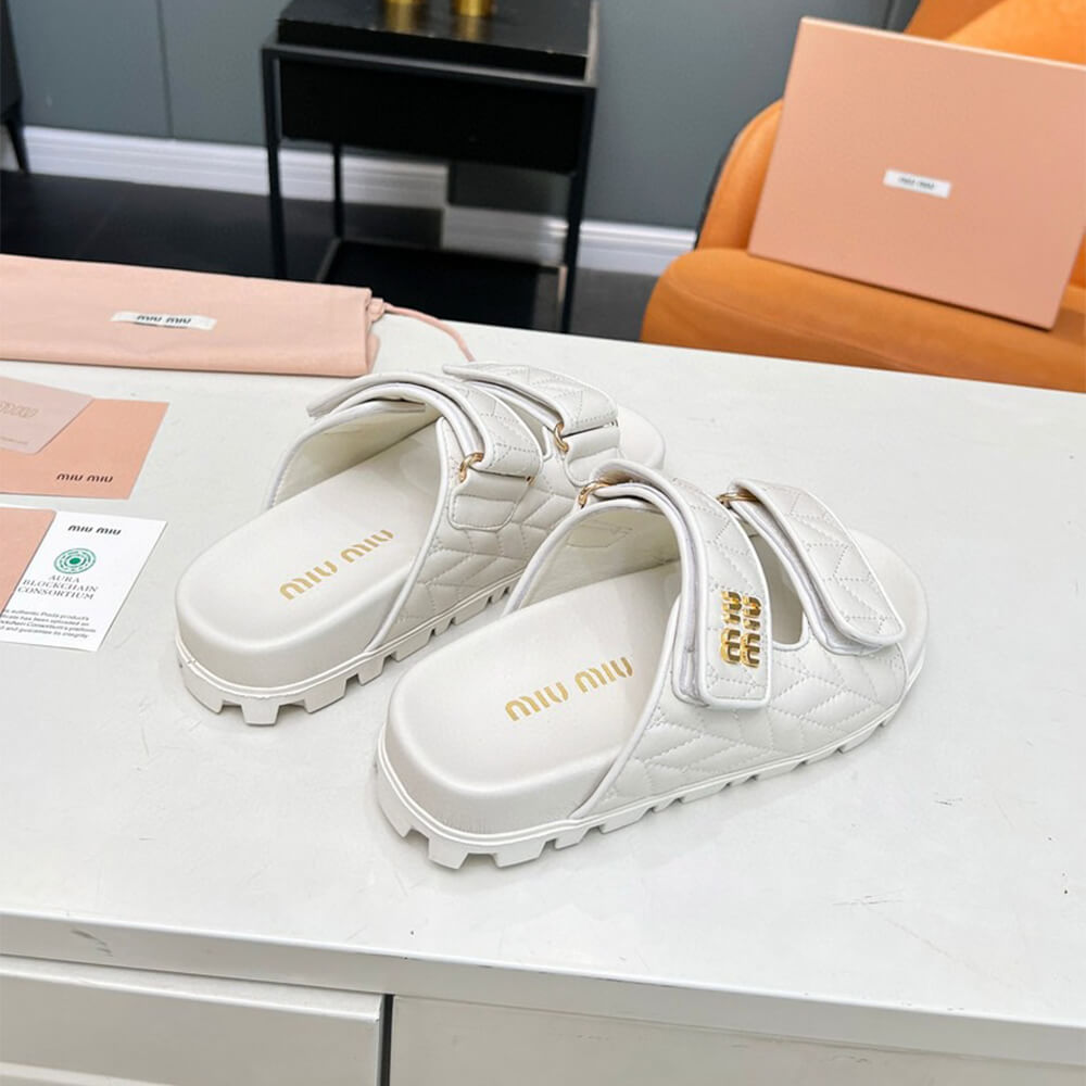 MiuMiu Matelass?? nappa leather slides - Top Club
