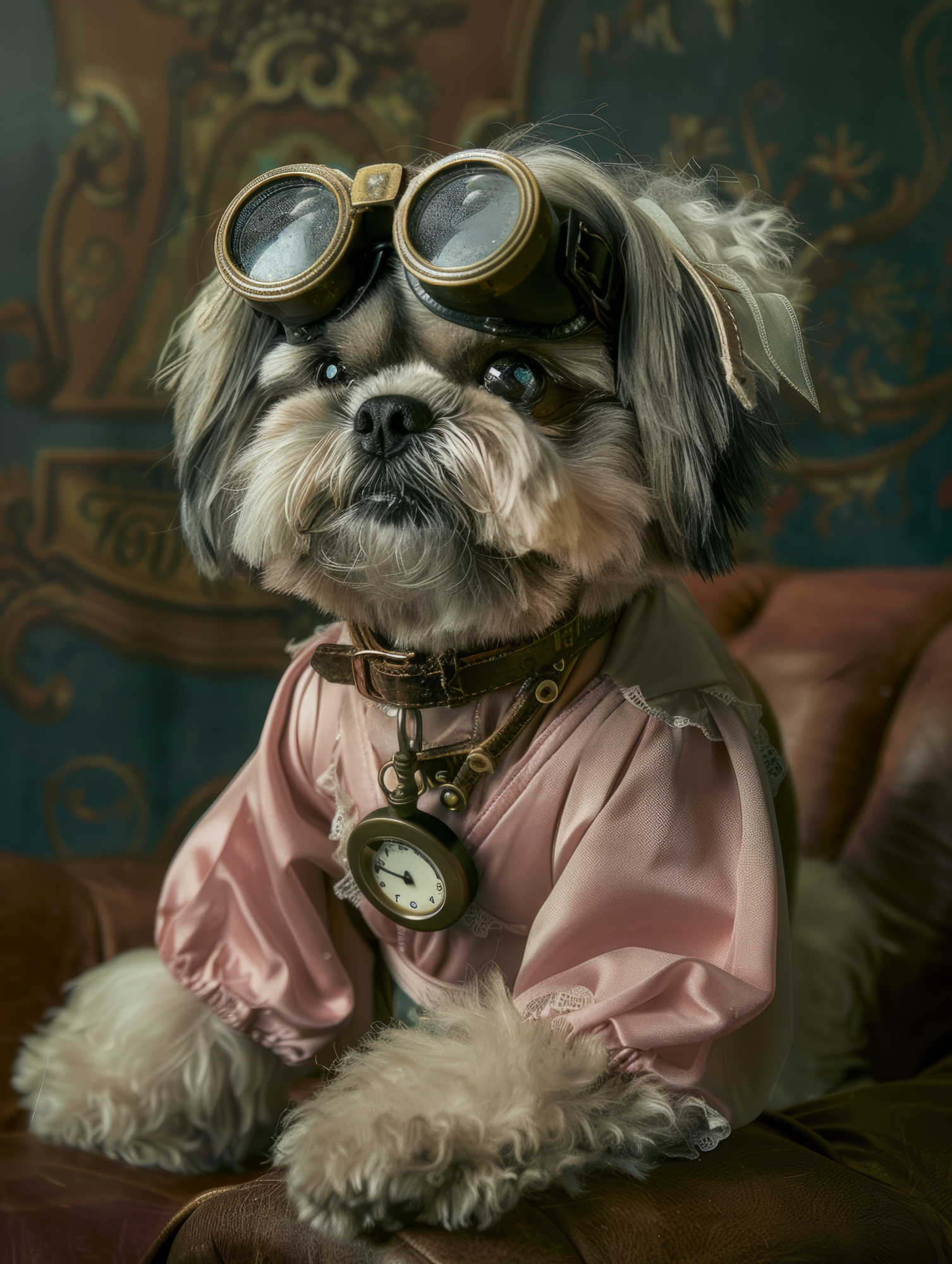 Canvas schilderij van een Shih Tzu hond 100x200 cm