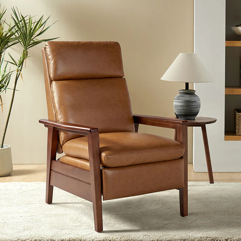 Rainer Timeless Elegance Faux Leather Solid Wood Recliner