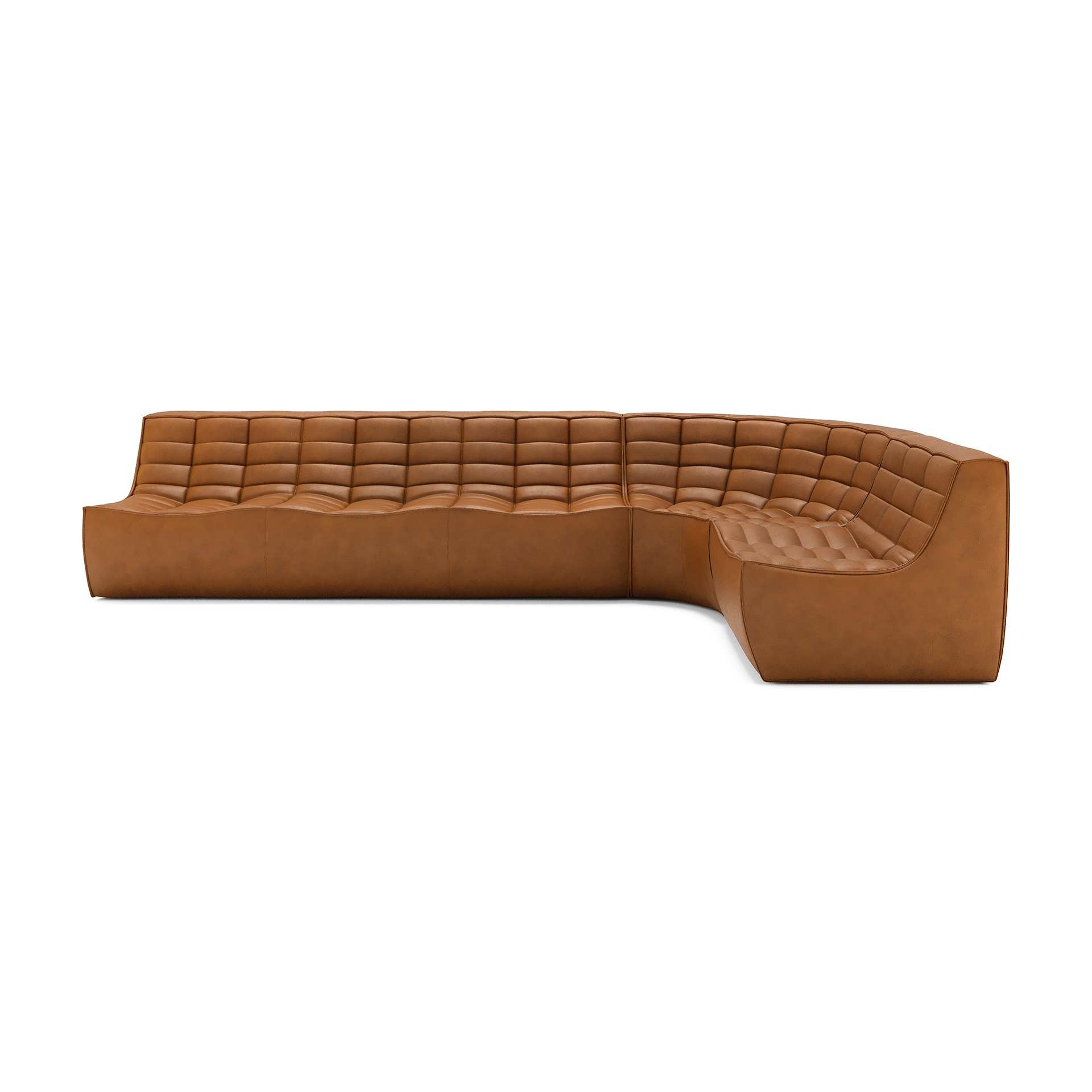 Modulaire bank N701 old saddle set 1+3 seat, 90° ronde hoek