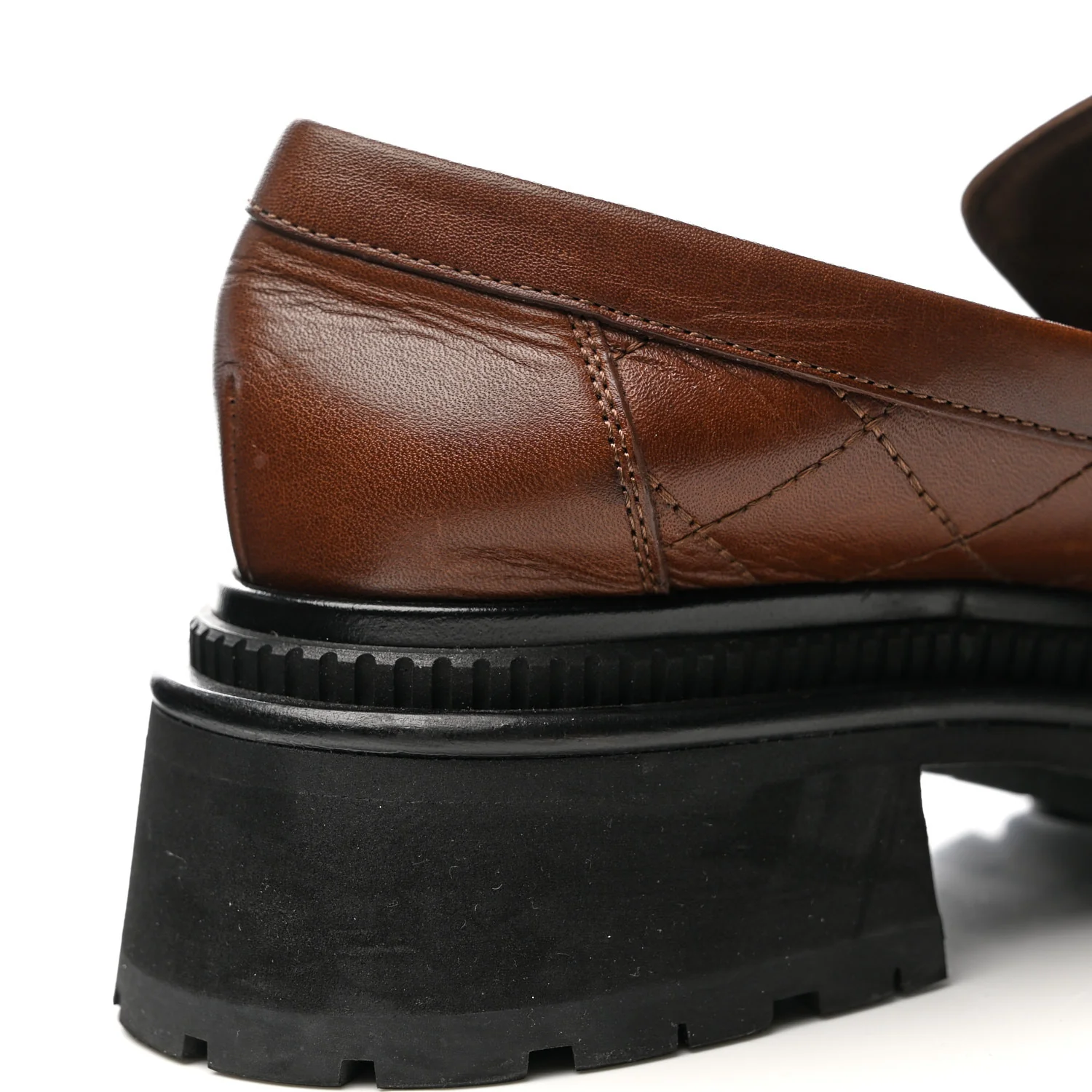Calfskin Quilted CC Mocassin Loafers 36 Brown - Top Club
