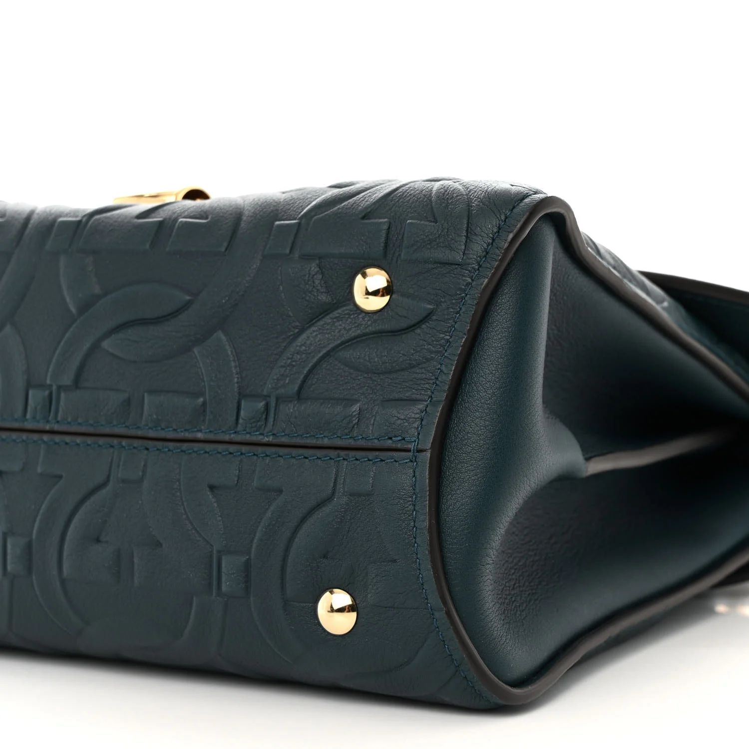 Calfskin Embossed Small Margot Top Handle Divisa Green - Top Club