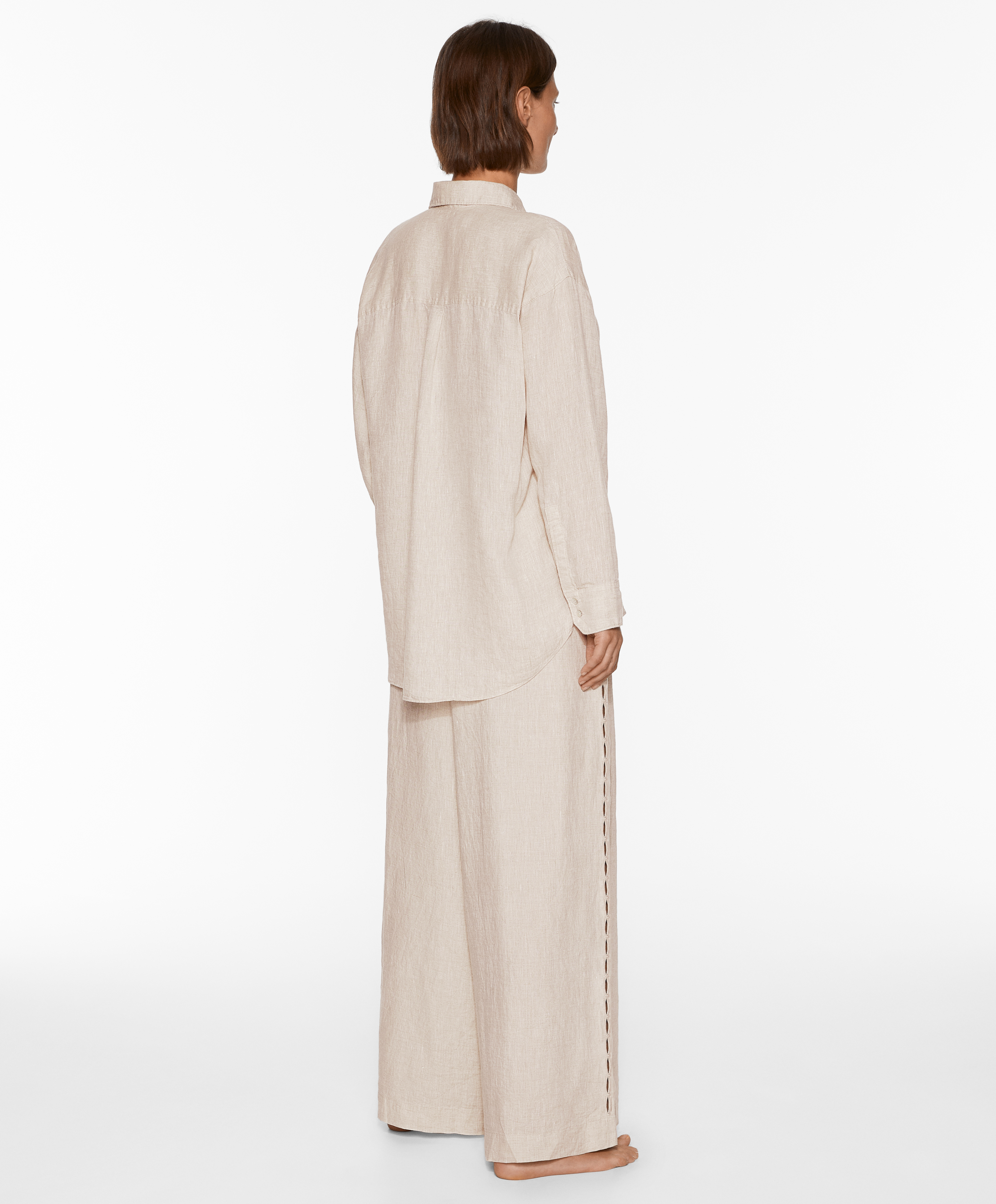 OYSHO Straight cut 100% linen trousers
