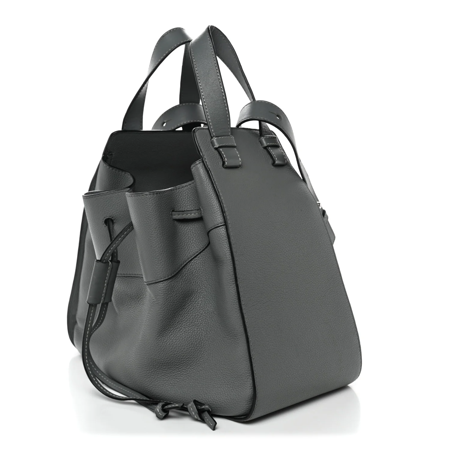 Grained Calfskin Medium Hammock Shoulder Bag Blue - Top Club