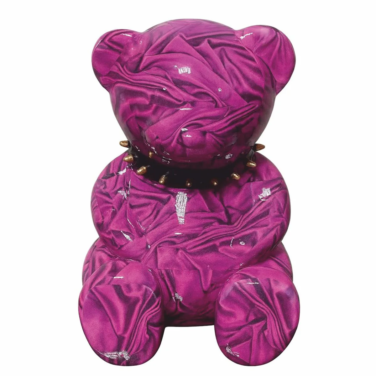 Decorative figure teddy bear with collar purple H. 40 cm - decorative figures