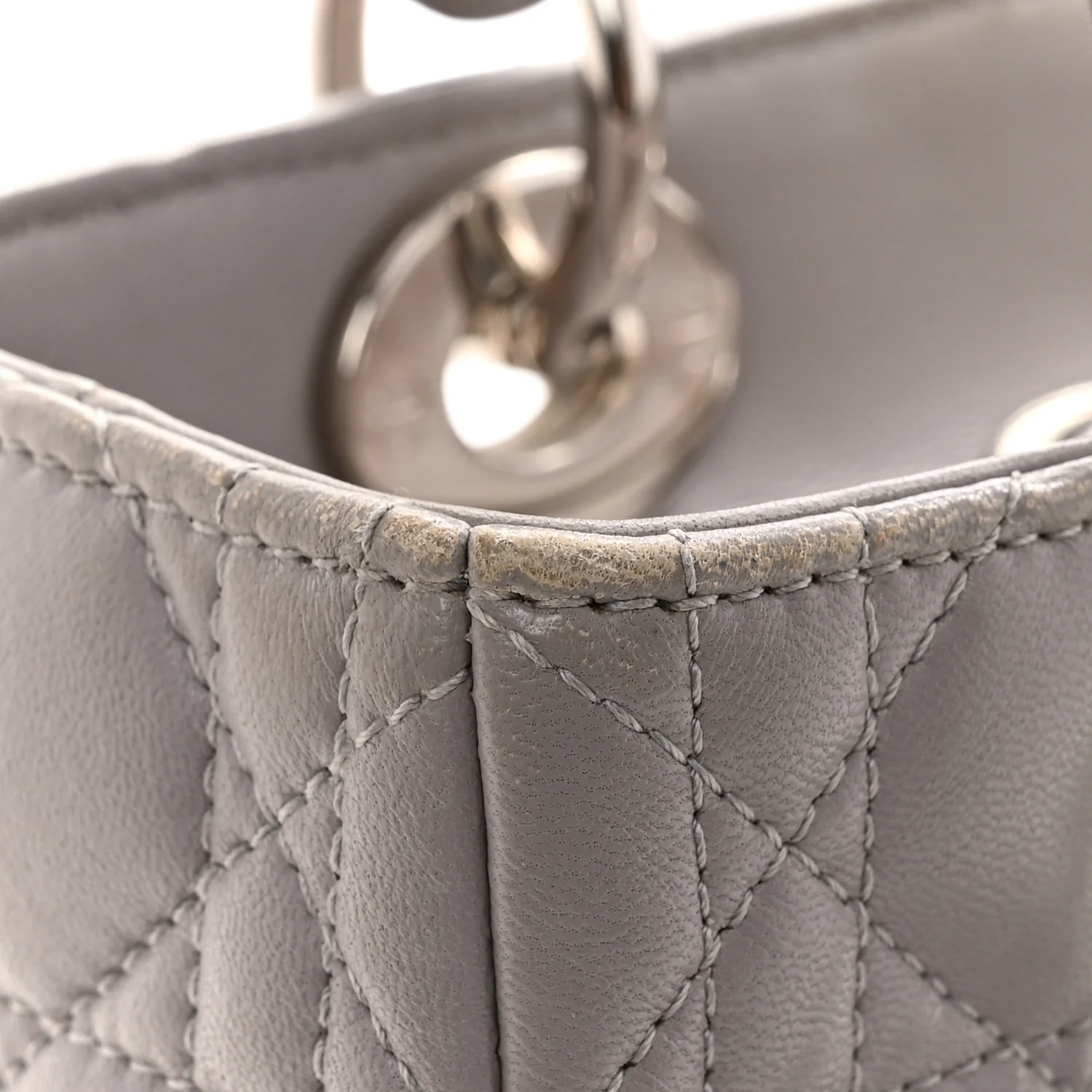 Lambskin Cannage Medium Lady Dior Grey - Top Club