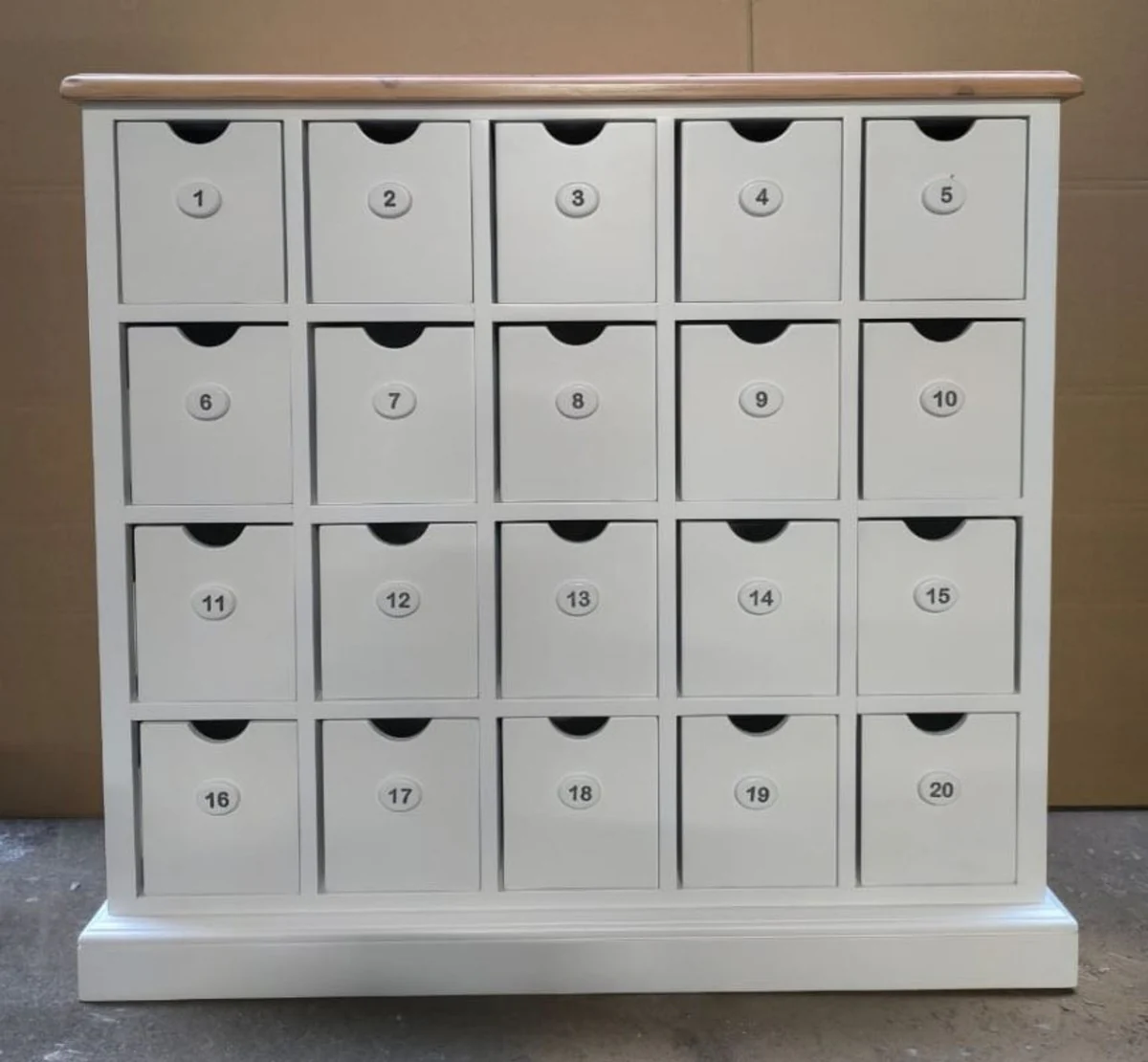 Country house style apothecary chest with 20 drawers white / brown 105 cm