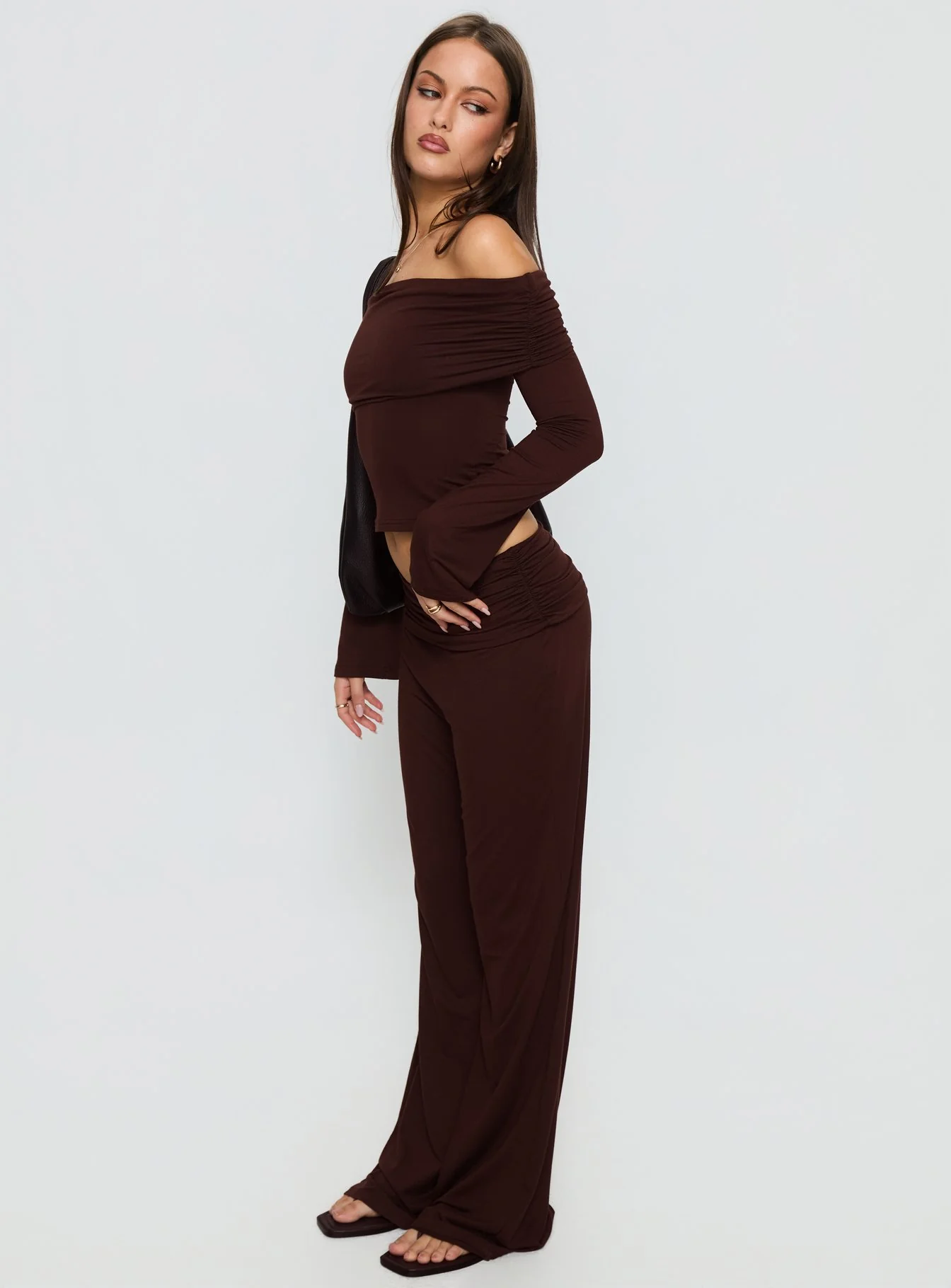 Fawne Ruched Folded Pants Brown