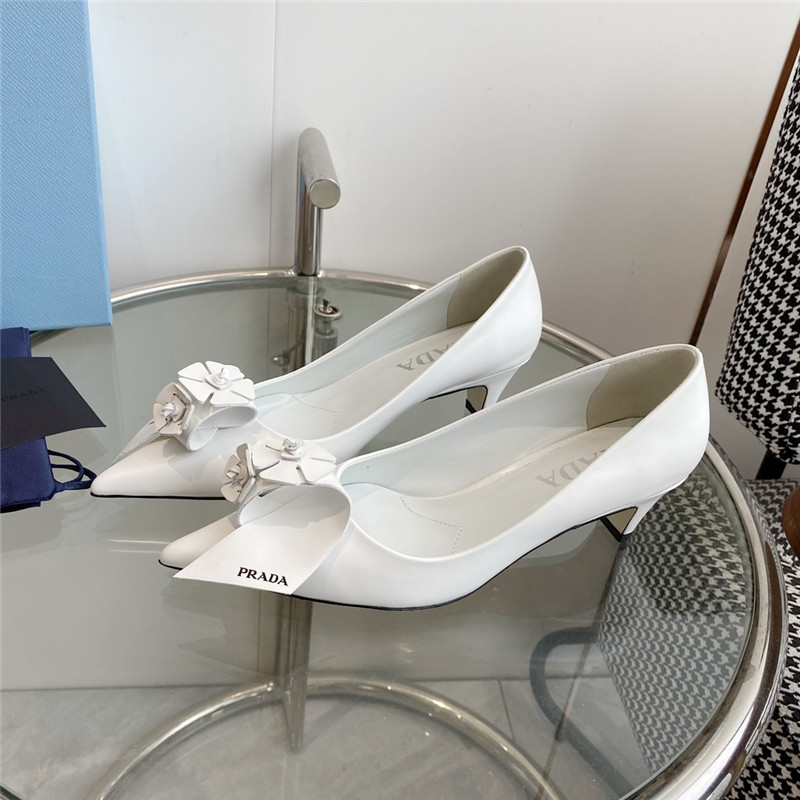 prada flower pointed toe small cone heel shoes - Sneaker Replica Workshop