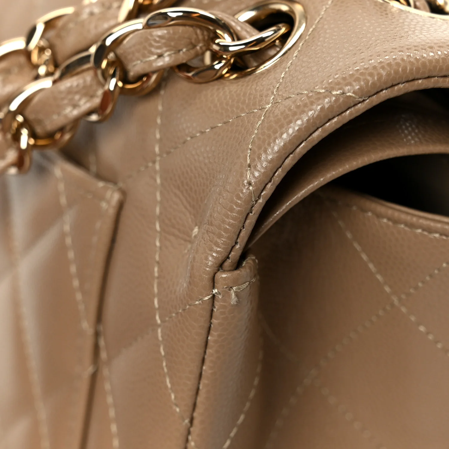 Caviar Quilted Jumbo Double Flap Dark Beige - Top Club