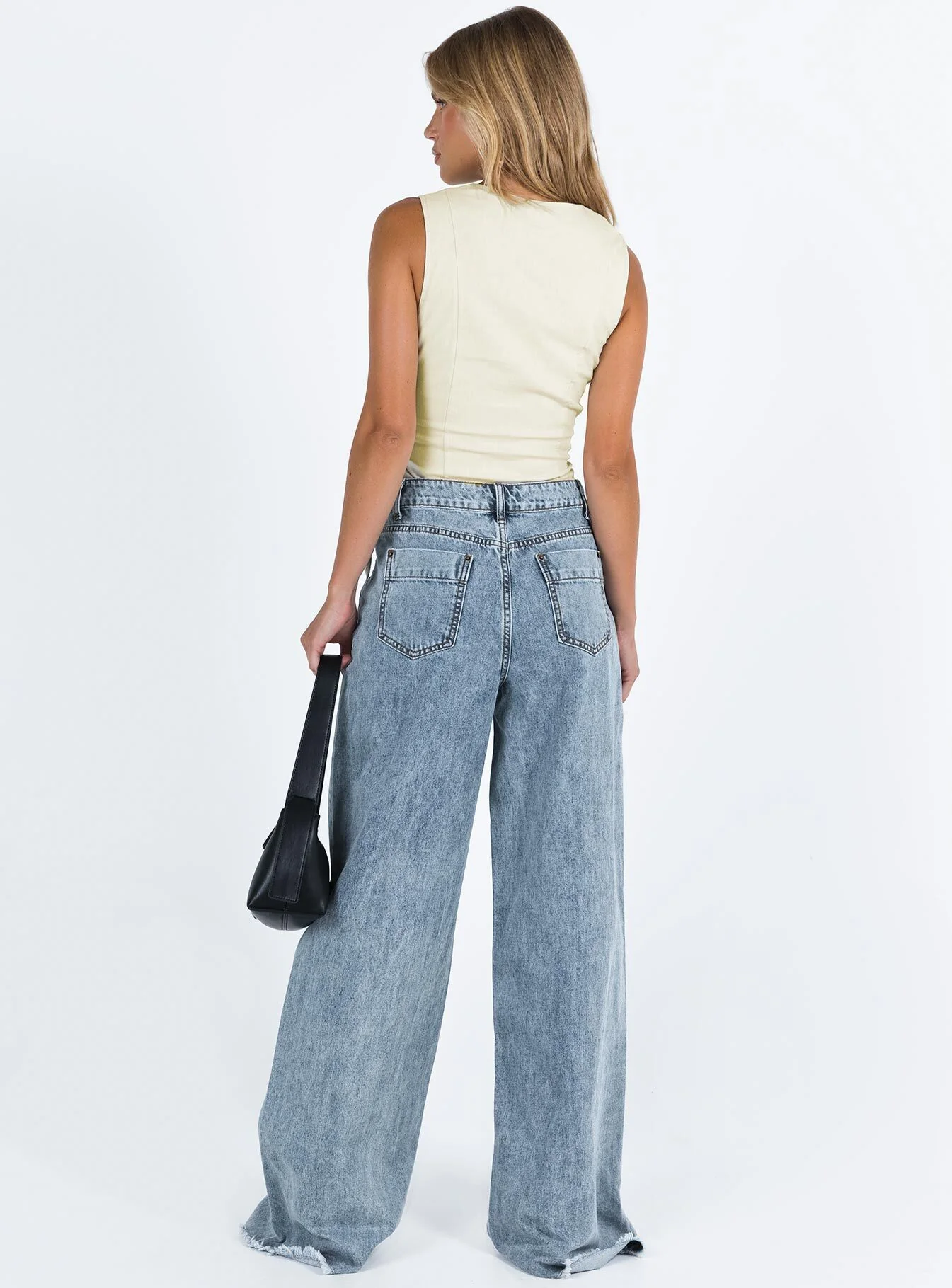 Eivissa High Rise Baggy Jeans Faded Denim