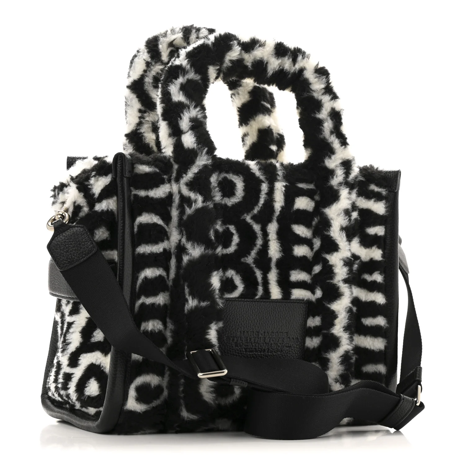 Polyester Cotton Oversized Monogram Medium Traveler Tote Bag Black Ivory - Top Club