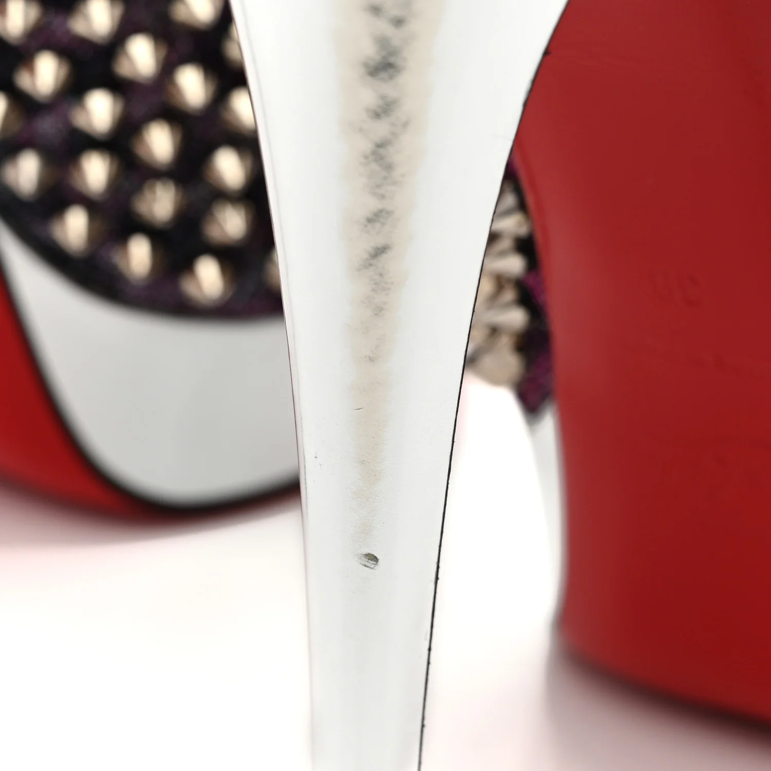 Lame Satin Lady Peep Spikes 150 Pumps 39 Turquoise Violet Silver - Top Club