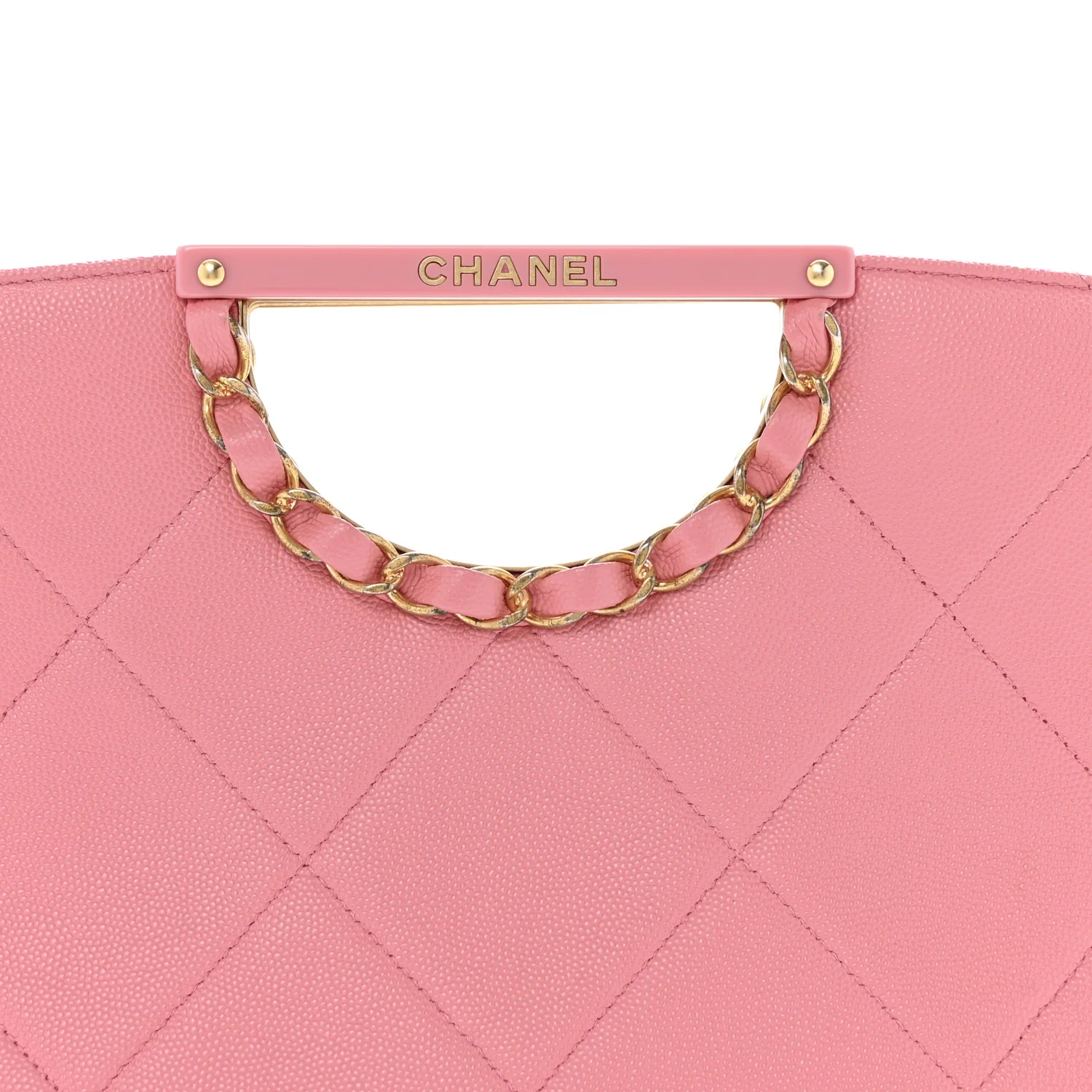 Caviar Quilted A Real Catch Clutch Pink - Top Club