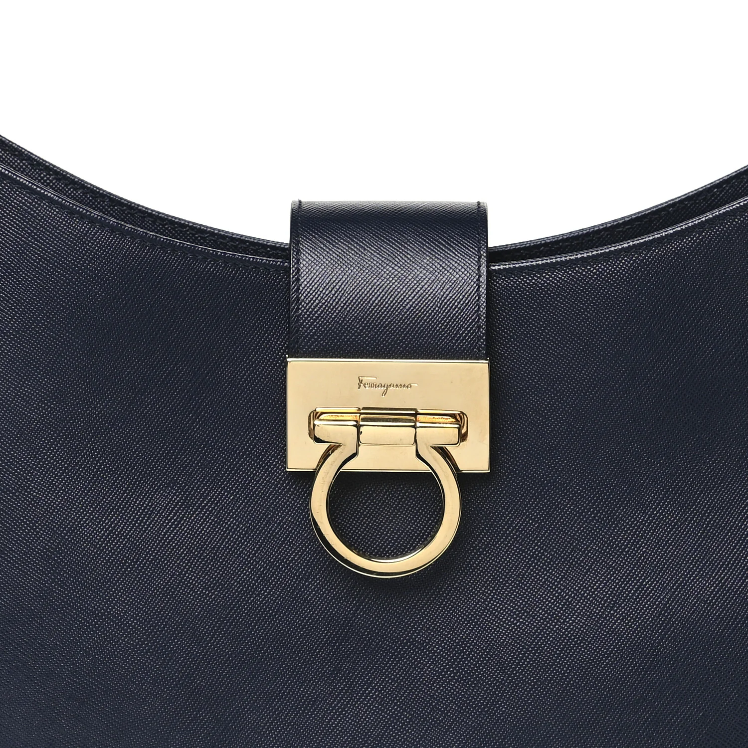 Hammered Calfskin Trifolio Shoulder Bag Navy - Top Club