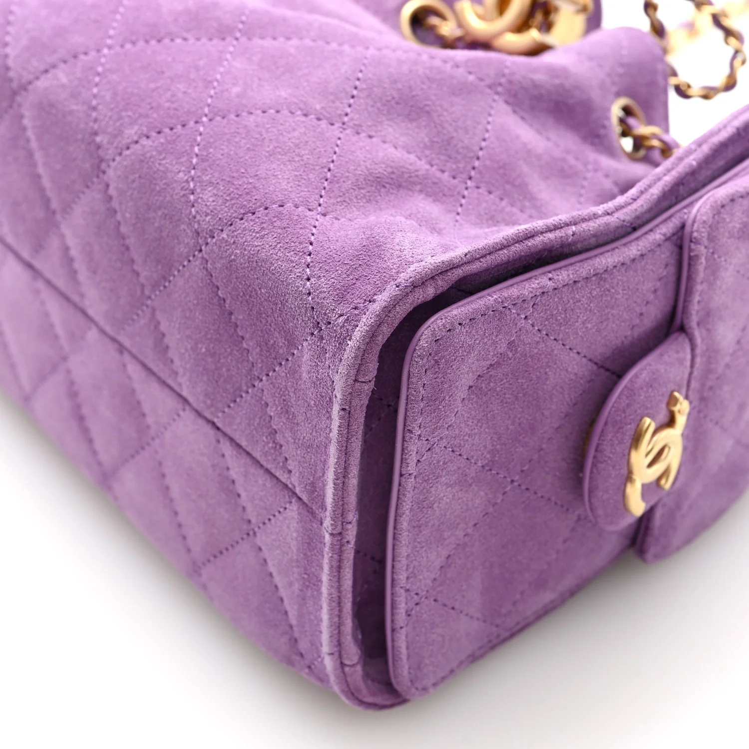 Suede Quilted Mini Chanel 25 Handbag Purple - Top Club