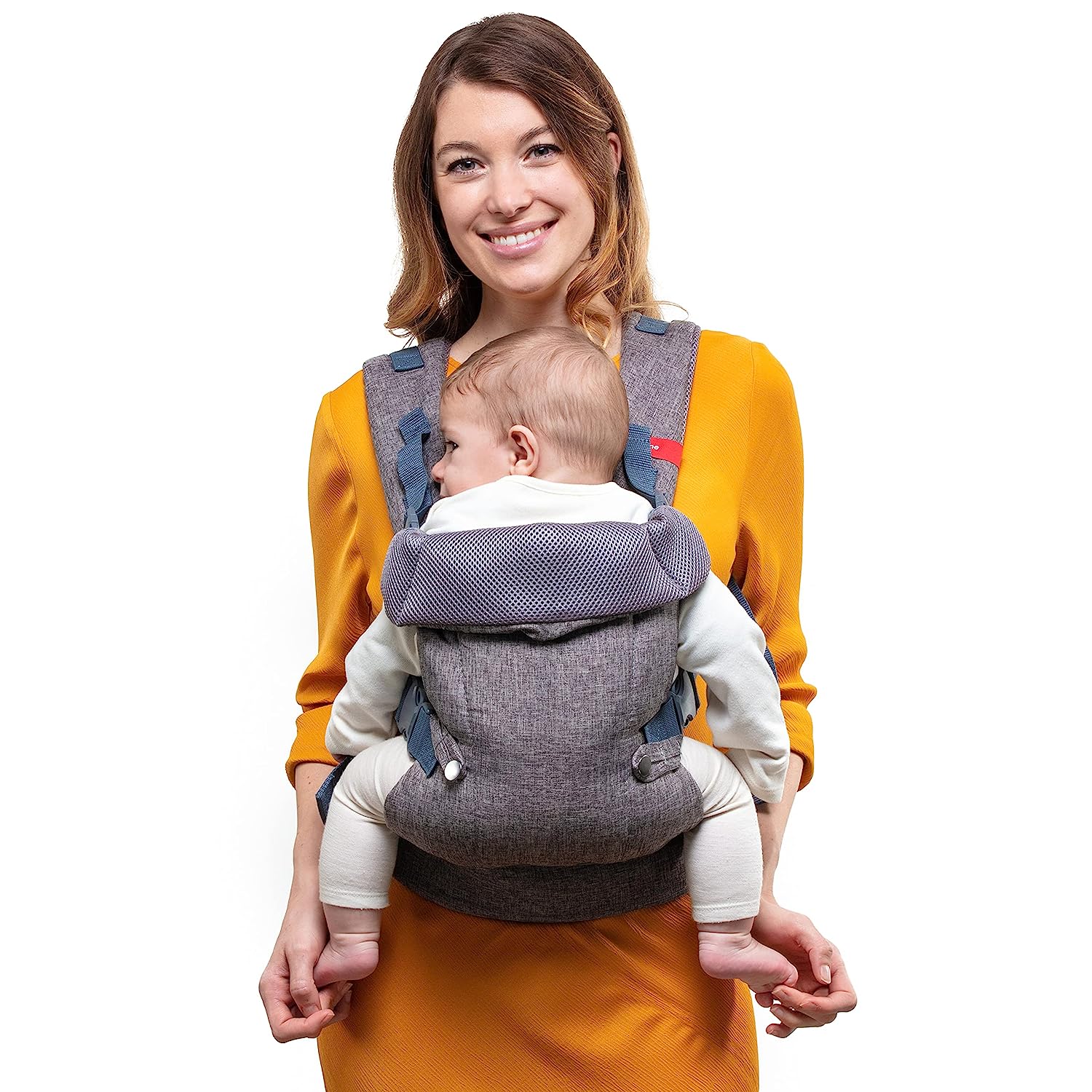 4 in 1 Baby Carrier for Newborn to Toddler - All Position Baby Chest Carrier - Front and Back Baby Carriers - Includes 2 in 1 Bandana Bib - 8-30lb Baby Carrier (Grey Mesh)