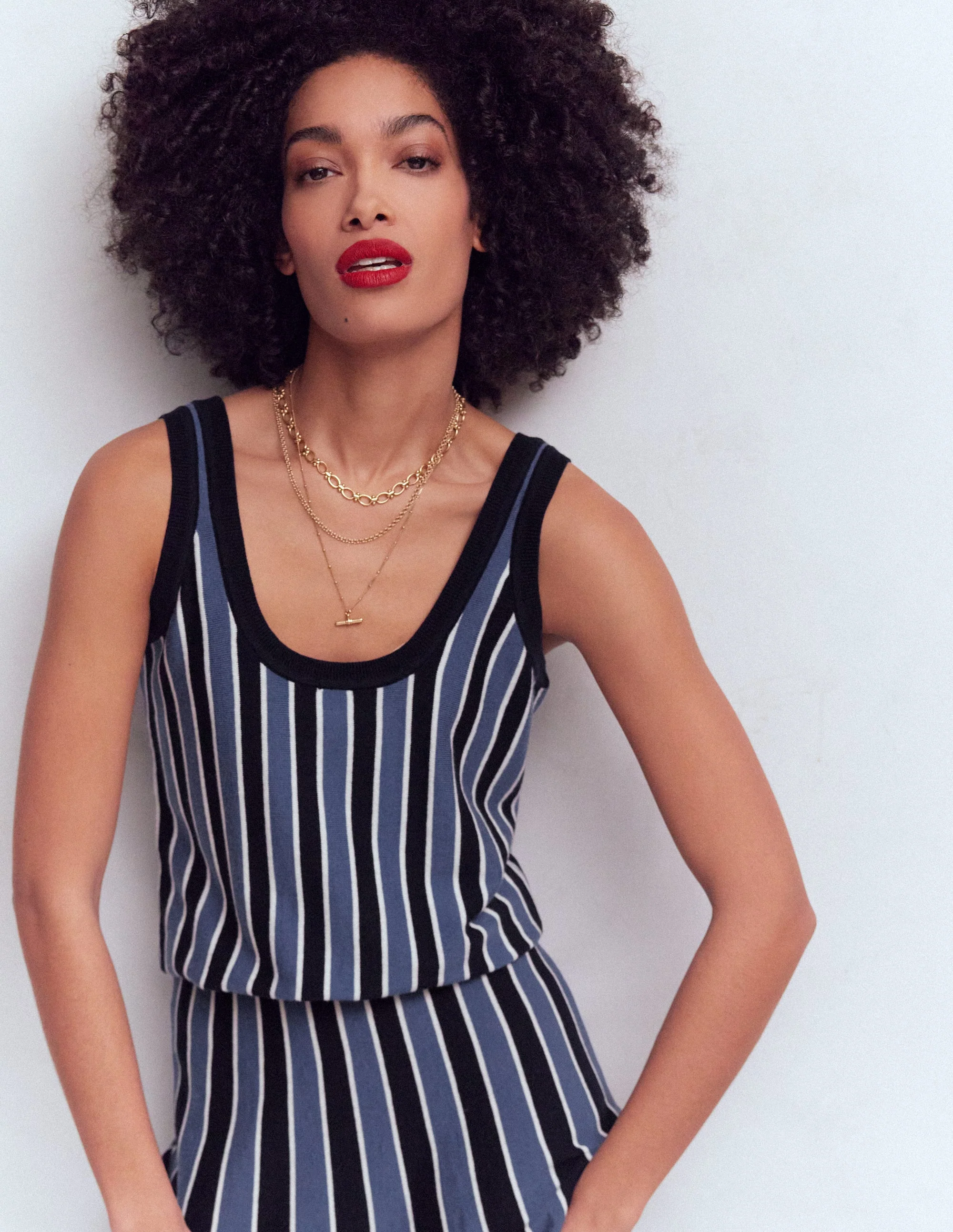 Liz Stricktop-Klassisches Marineblau, Gestreift