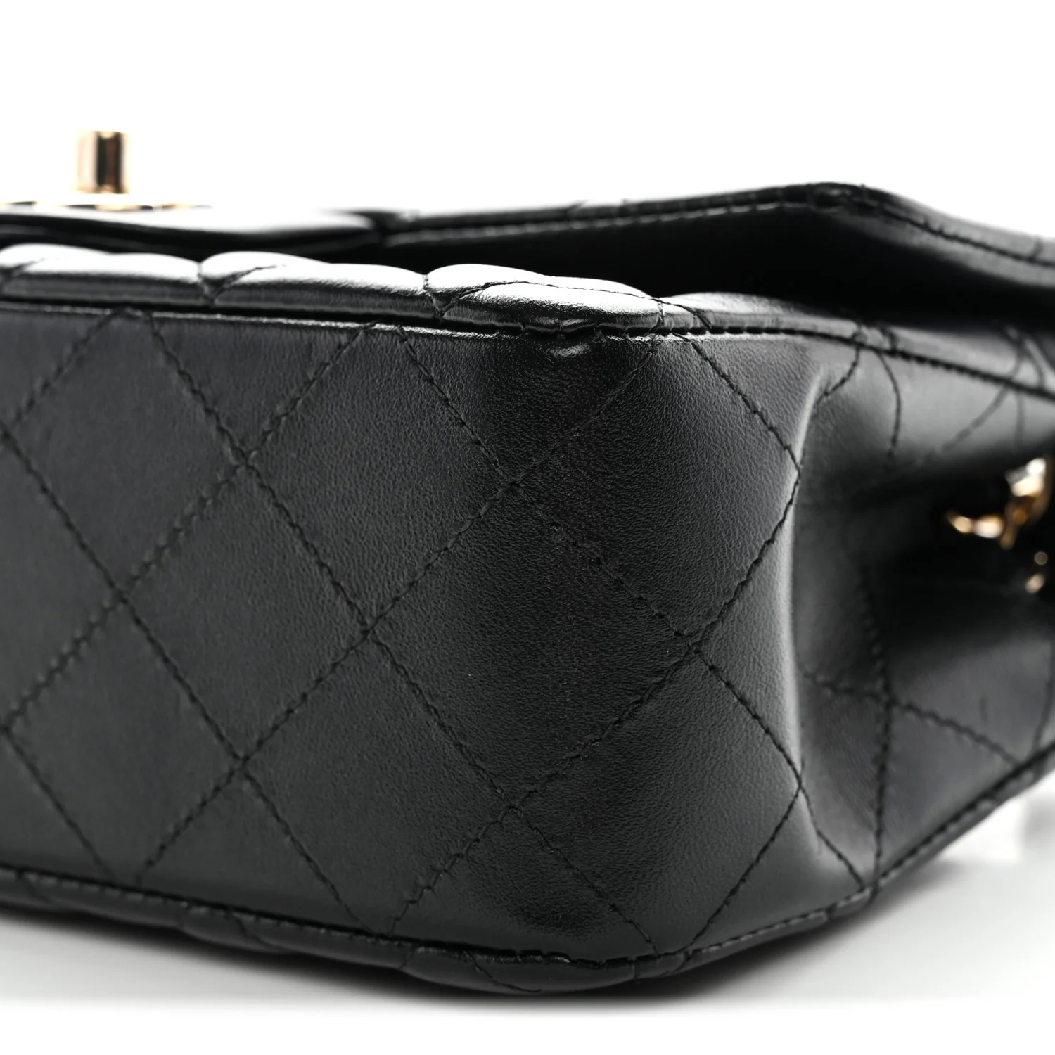 Lambskin Quilted Mini Rectangular Flap Black - Top Club