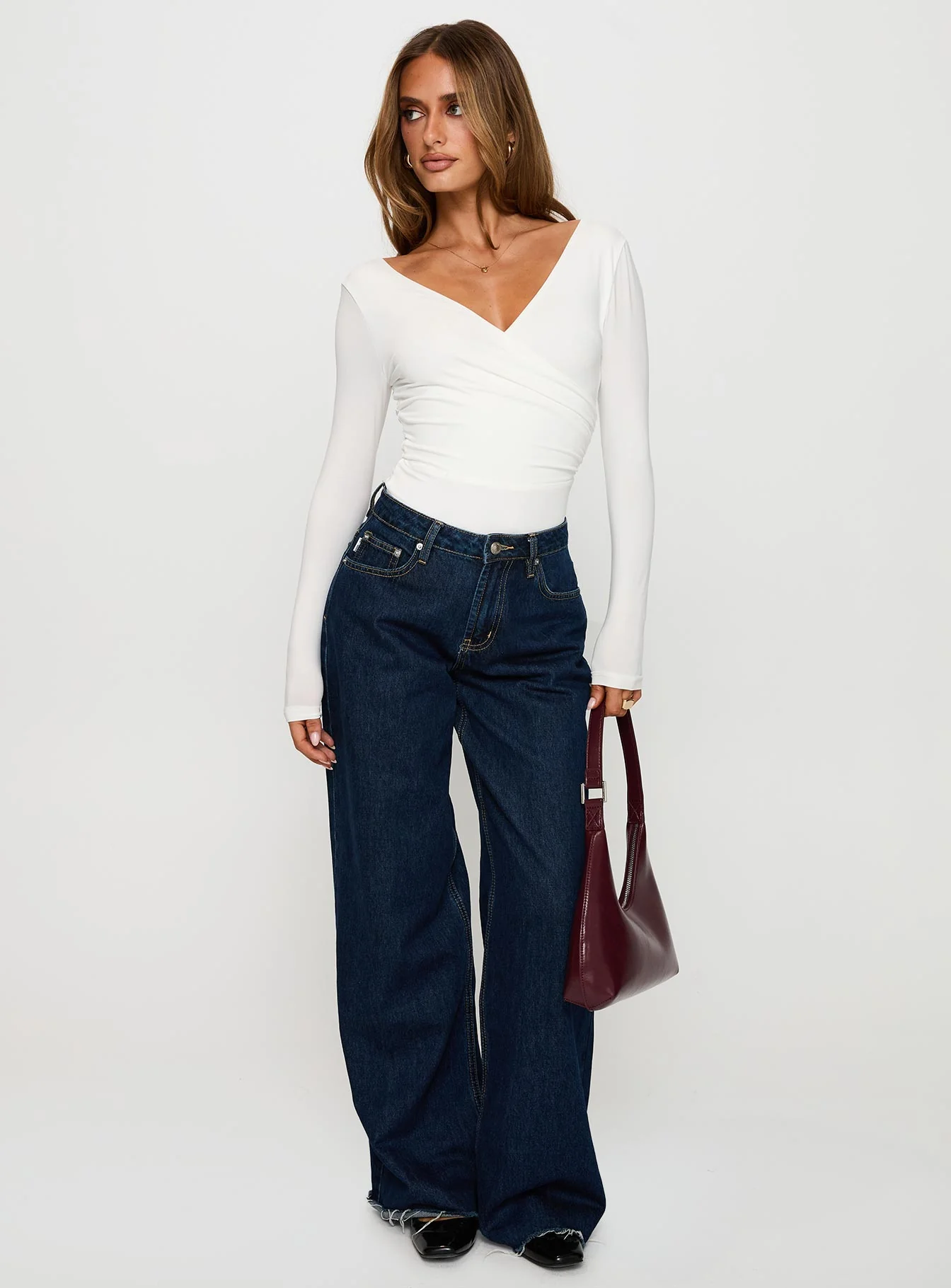 Right Here Cross Detail Bodysuit White