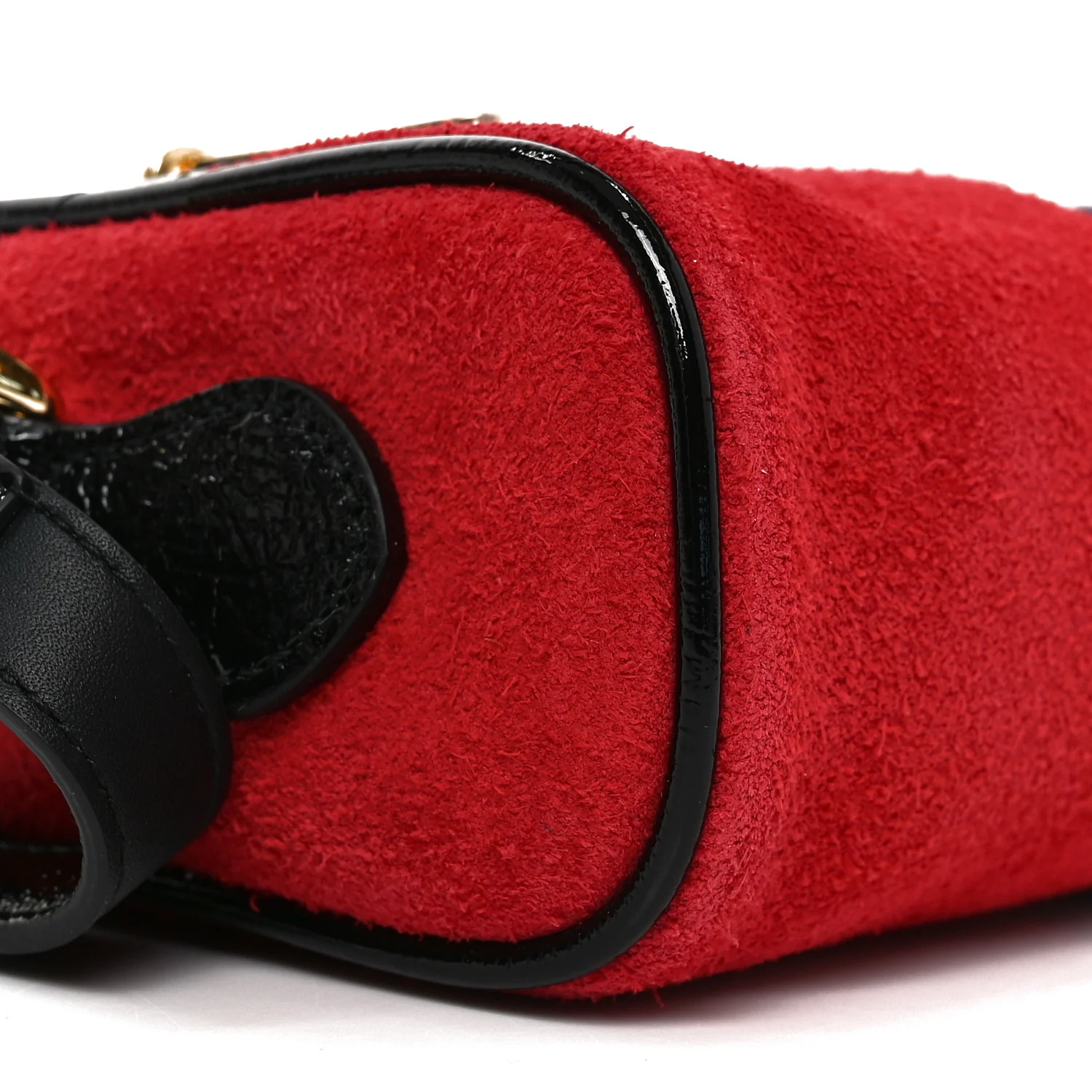 Suede Patent Web Mini Ophidia Shoulder Bag Hibiscus Red Black - Top Club