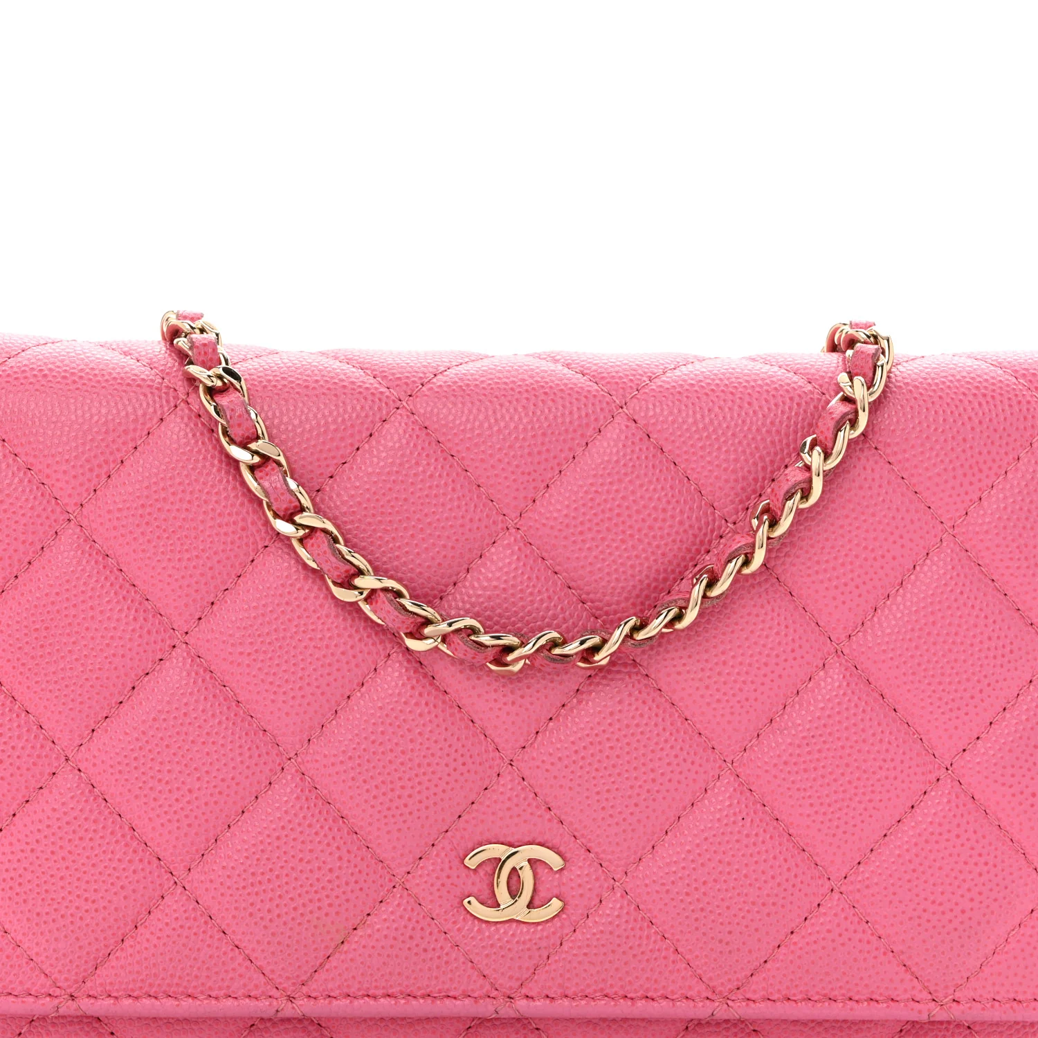 Caviar Quilted Wallet on Chain WOC Pink - Top Club
