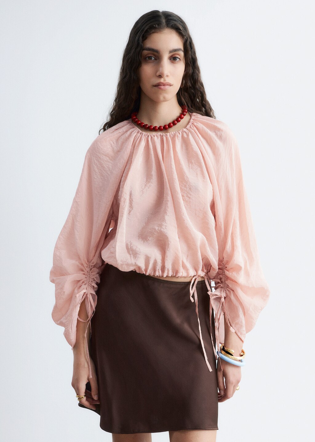 & Other Stories VOLUMINOUS TIE-DETAIL BLOUSE