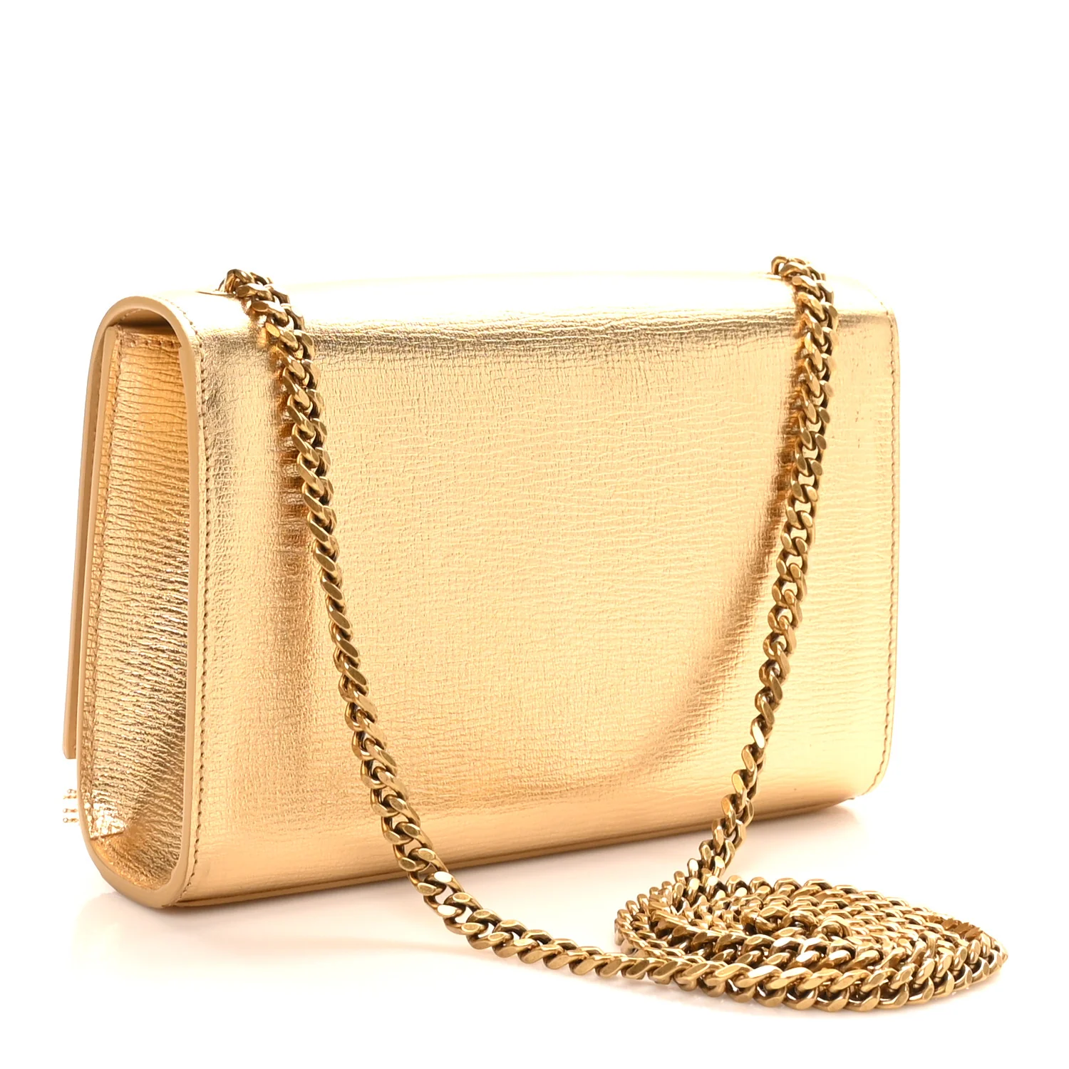 Metallic Calfskin Small Classic Monogram Kate Tassel Satchel Gold - Top Club
