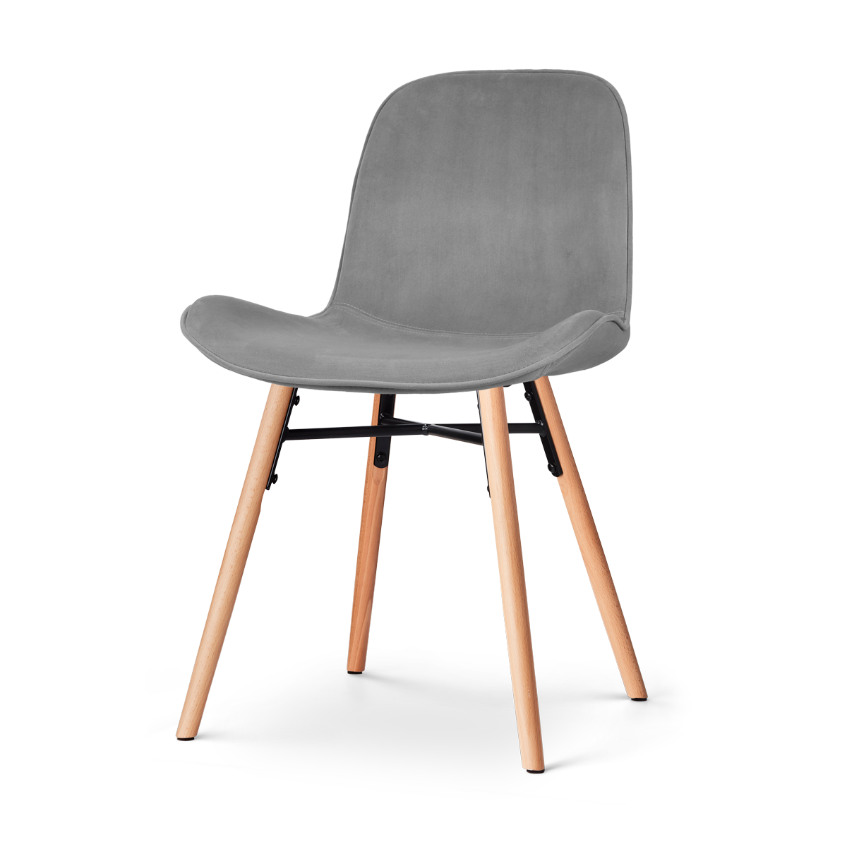 Eetkamerstoel Nena-Fé velvet grijs - houten onderstel