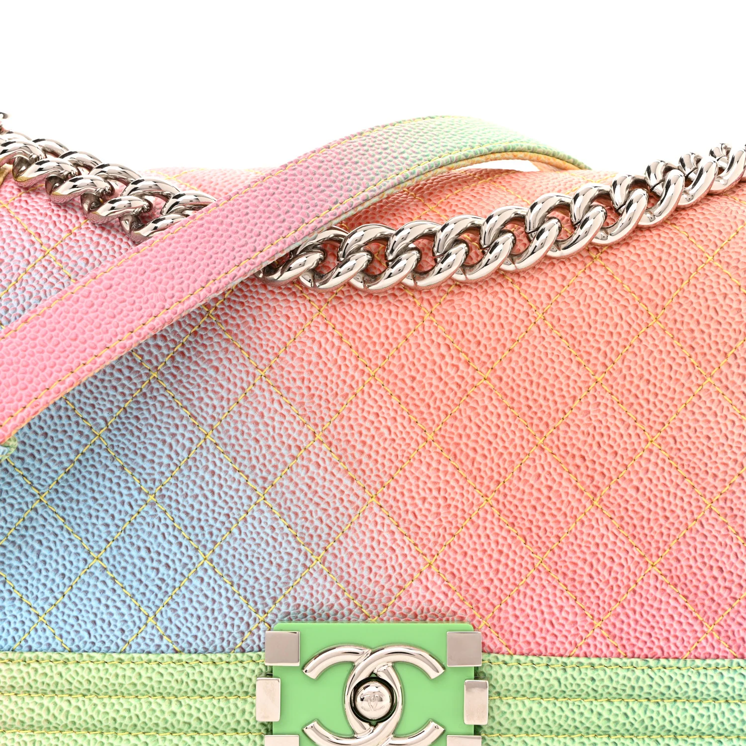 Caviar Quilted Medium Cuba Rainbow Boy Flap Multicolor - Top Club