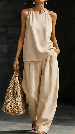 Women's Round-Neck Sleeveless Stylish Casual Set - Nordfashionstorm - Women's Clothing, Fashion for You - Nordfashionstorm.com