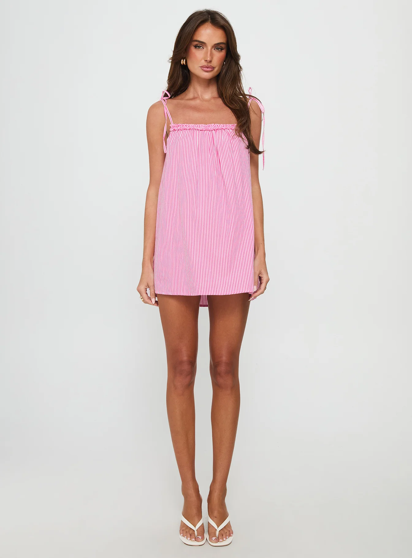 Little Wonders Frill Smock Mini Dress Pink Stripe