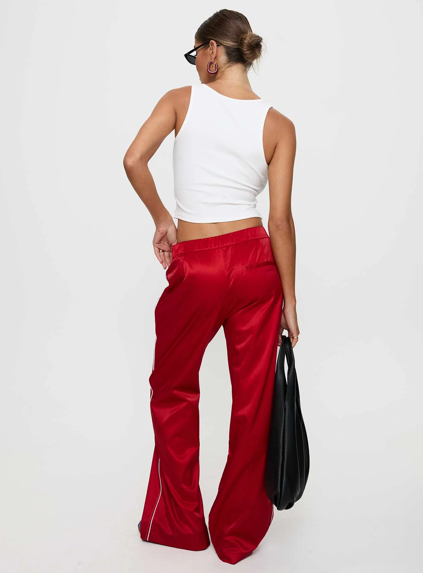 Travalta Satin Track Pant Red