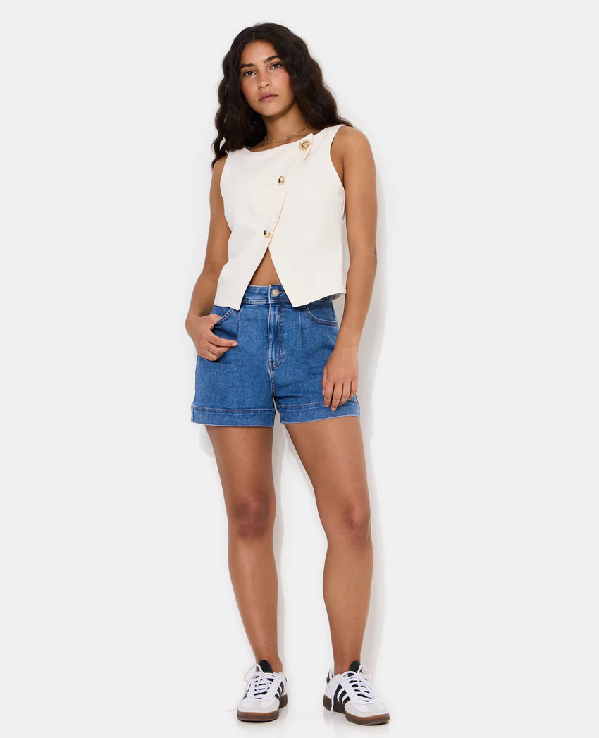 Pimkie Top sans manches façon gilet barman boutons bijoux