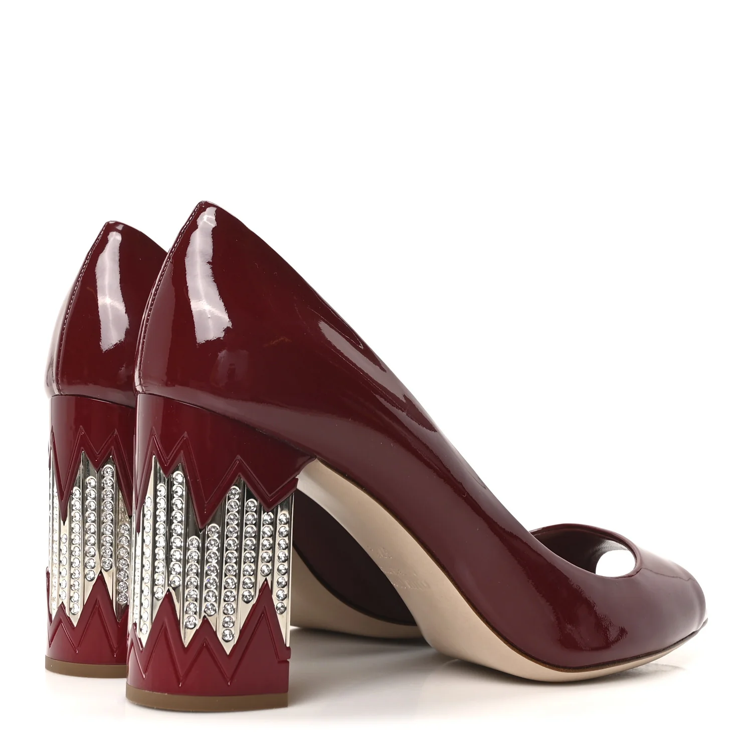 Patent Crystal Peep Toe Pumps 37.5 Burgundy - Top Club